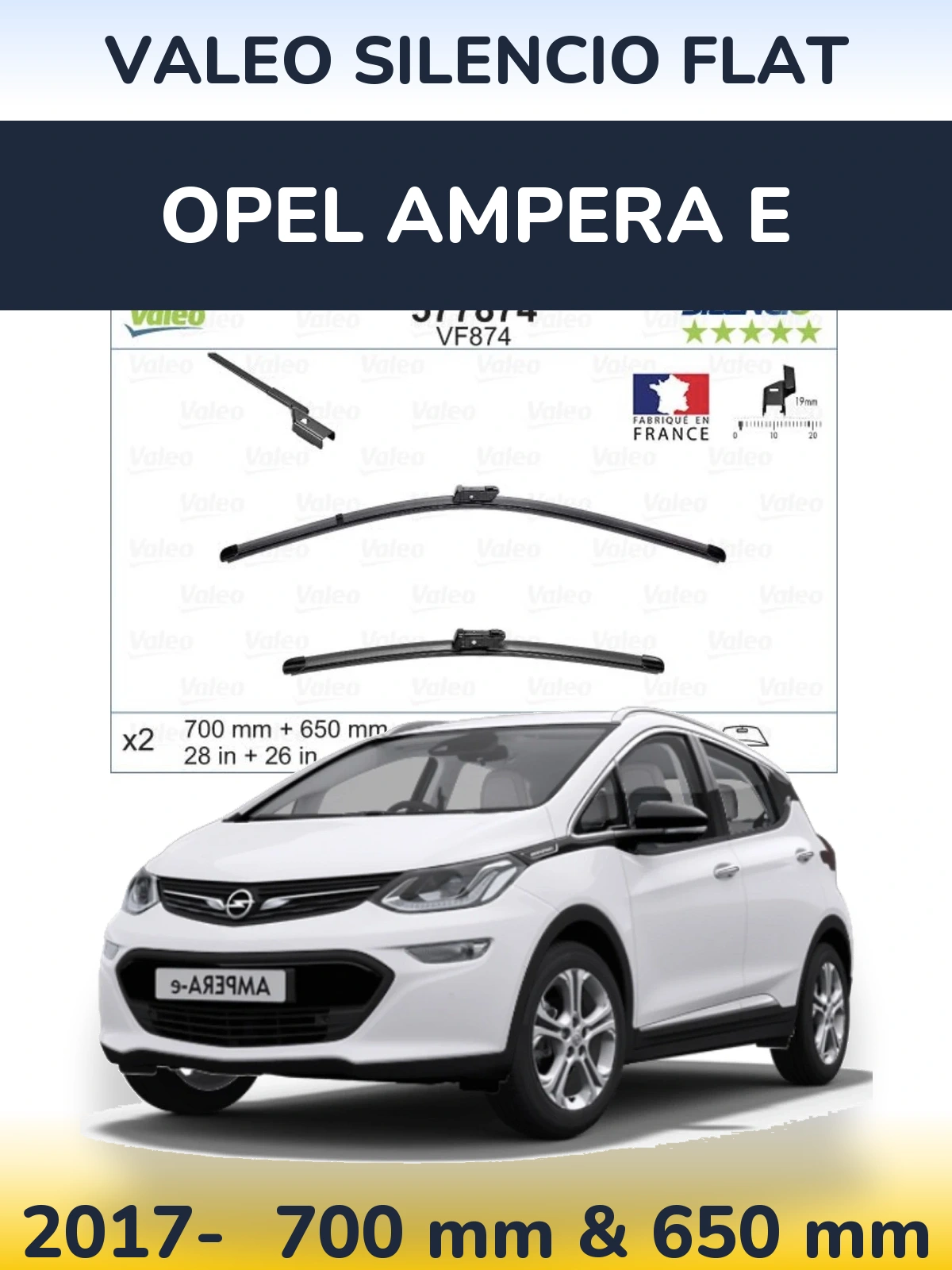 Torkarblad Valeo Silencio Flat för Opel Ampera E