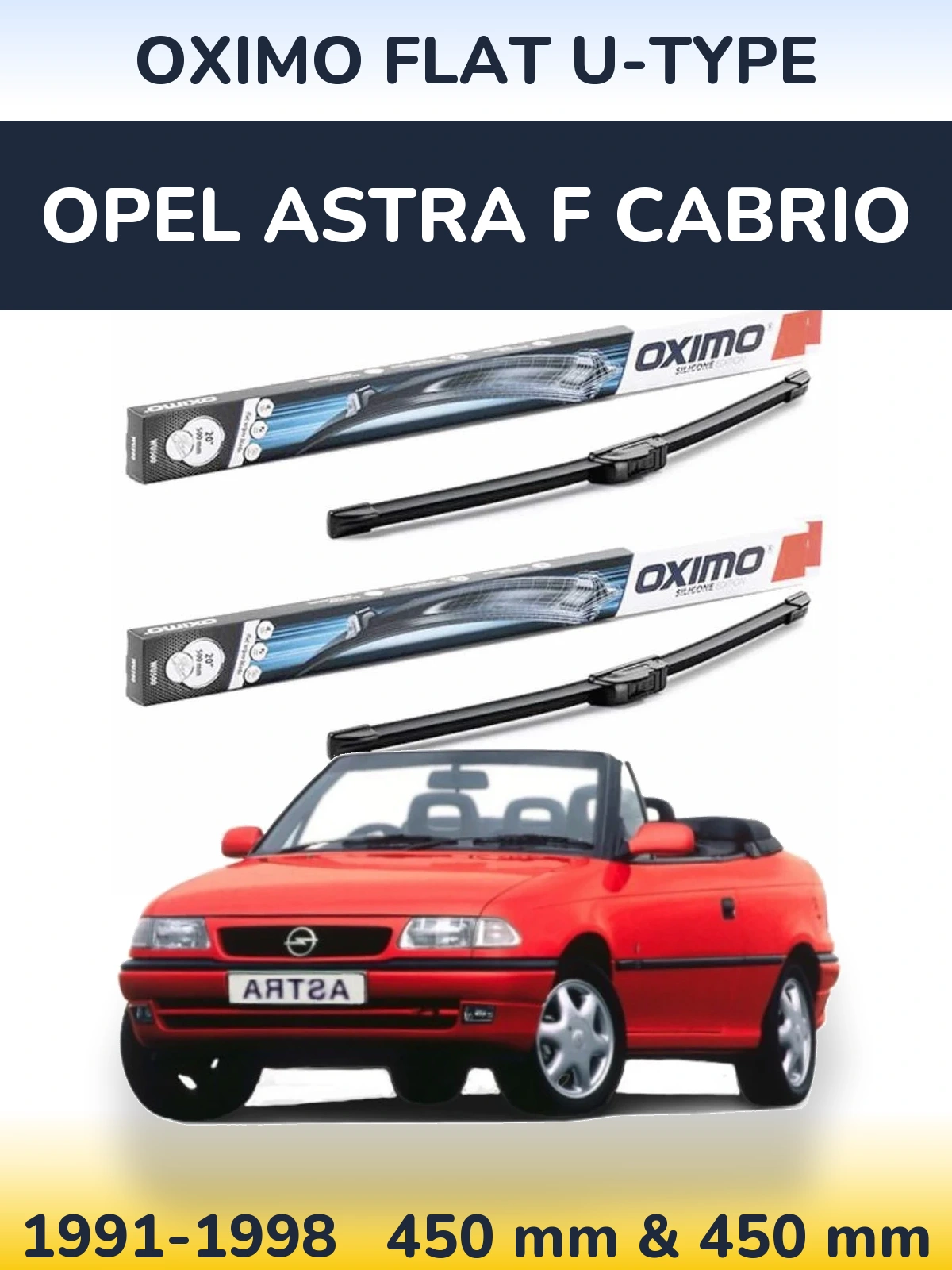 Torkarblad Oximo Flat U-type för Opel Astra F cabrio