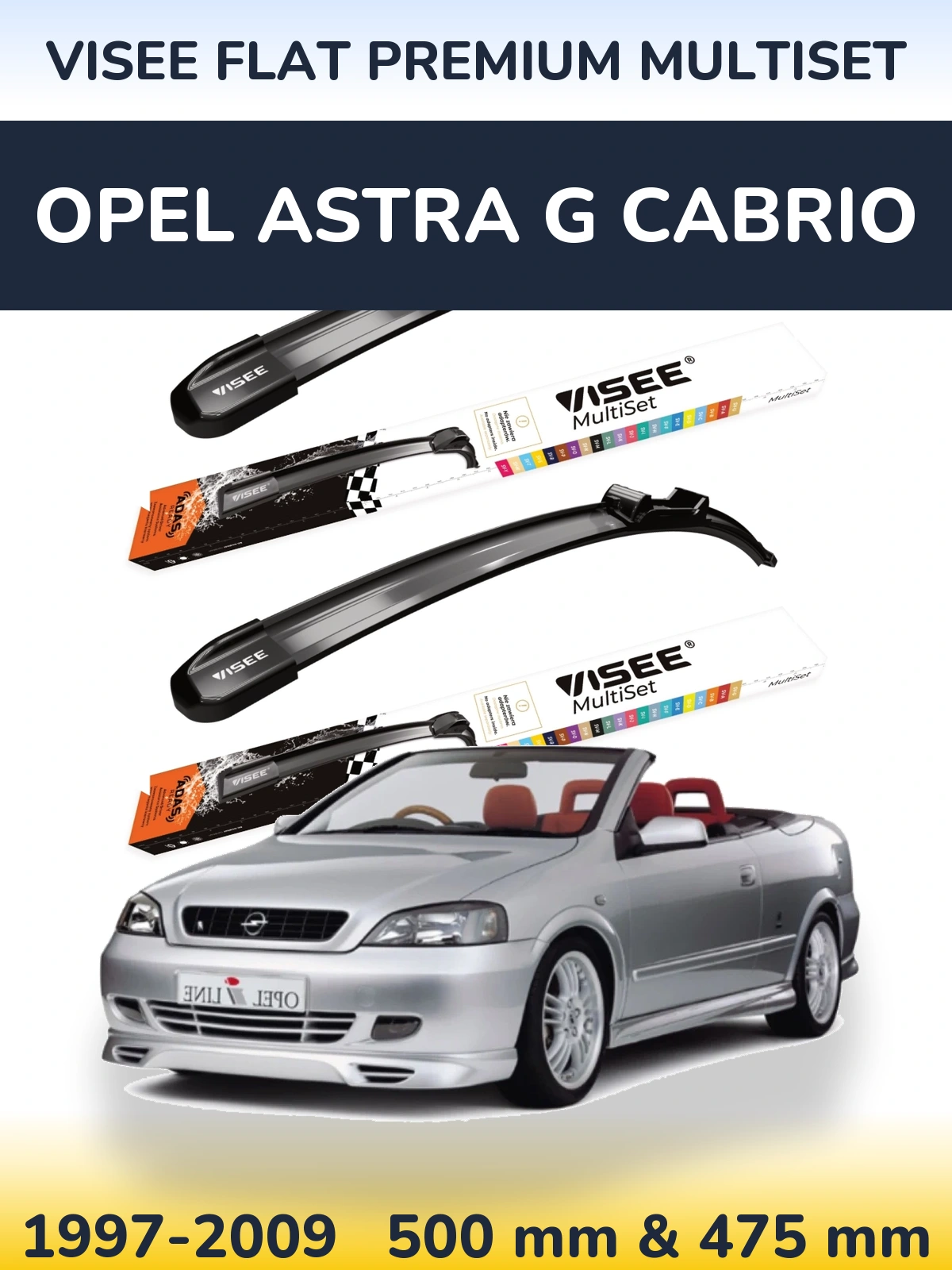Torkarblad VISEE FLAT PREMIUM MultiSet för Opel Astra G cabrio
