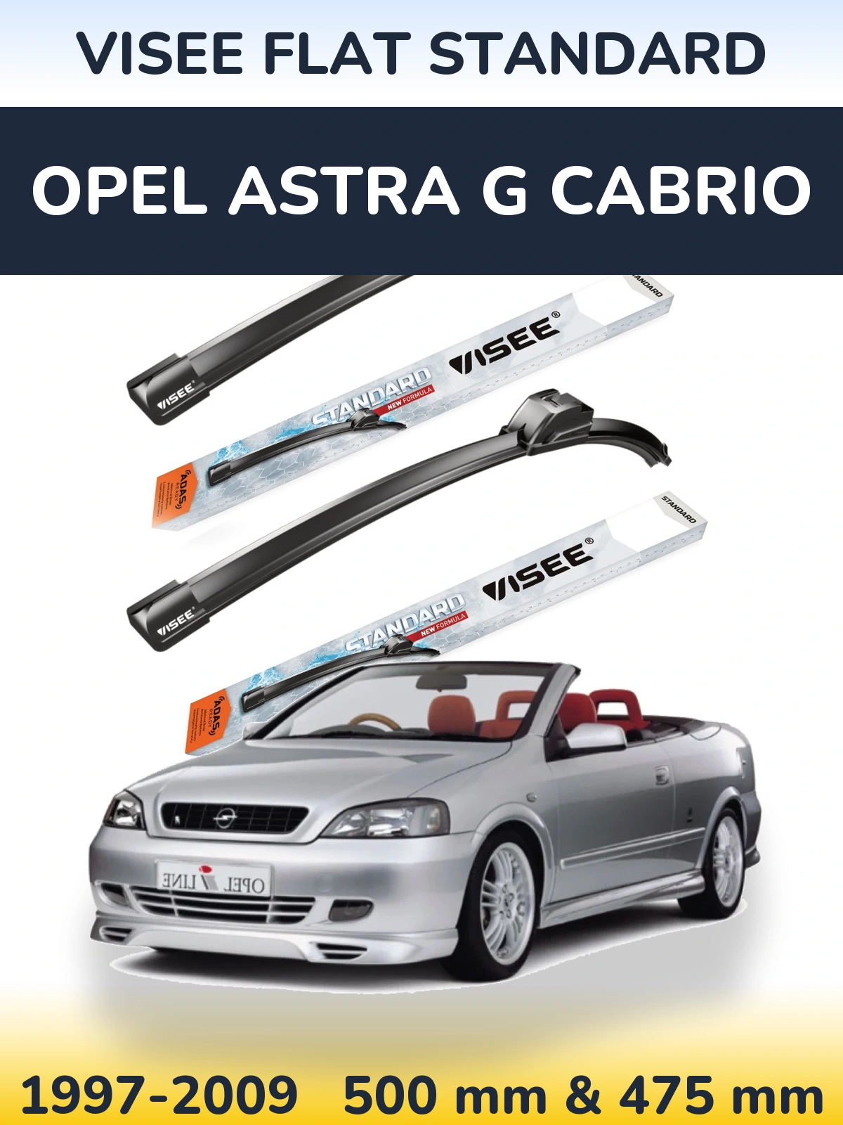 Torkarblad VISEE FLAT STANDARD för Opel Astra G cabrio