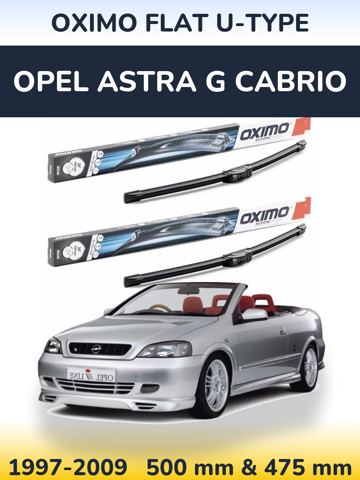 Torkarblad Oximo Flat U-type för Opel Astra G cabrio