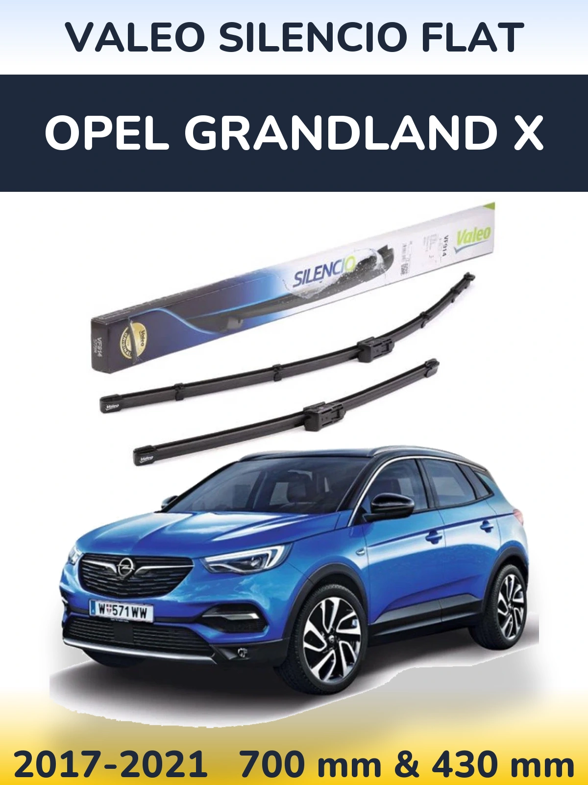 Torkarblad Valeo Silencio Flat för Opel Grandland X