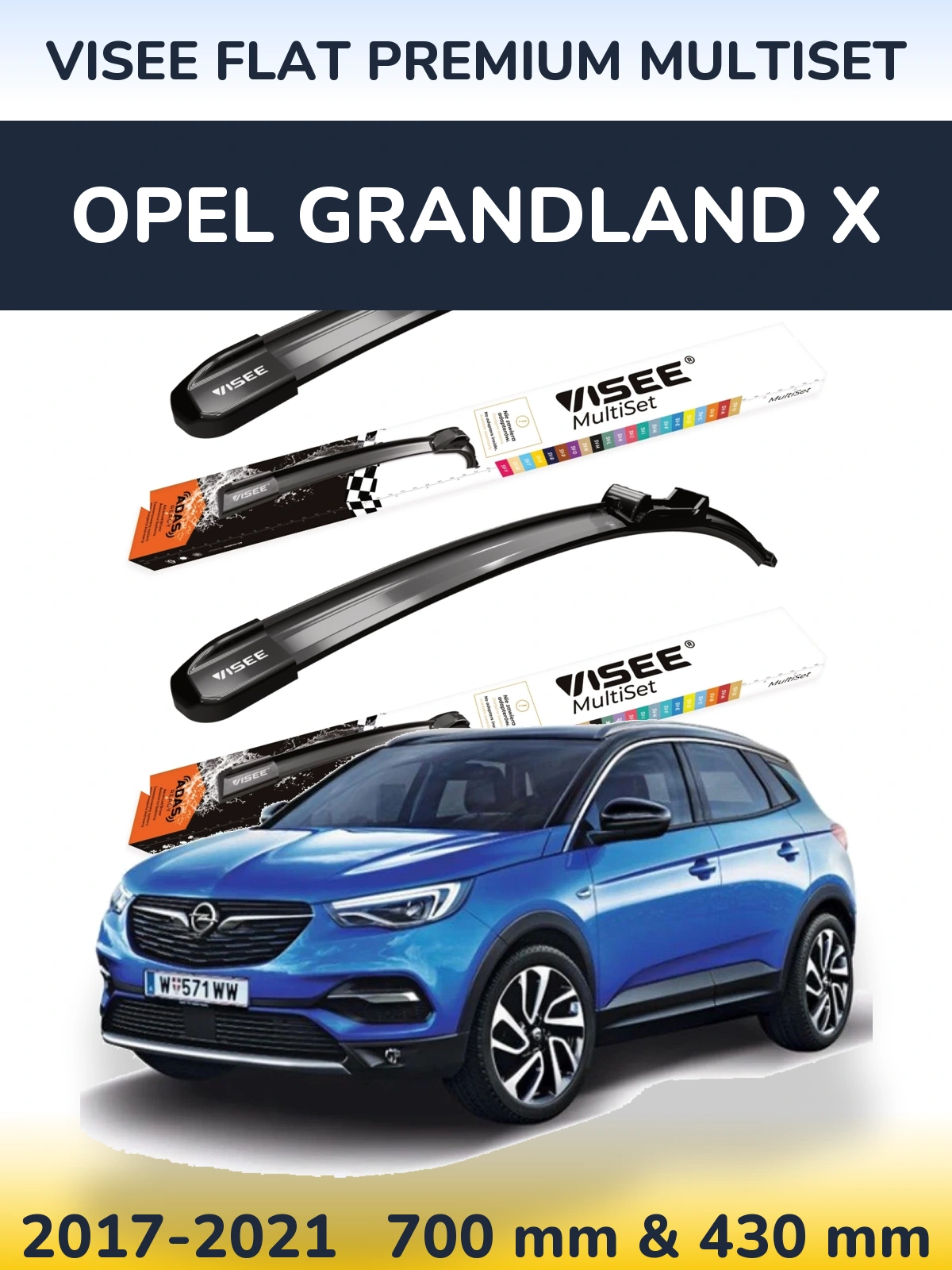 Torkarblad VISEE FLAT PREMIUM MultiSet för Opel Grandland X