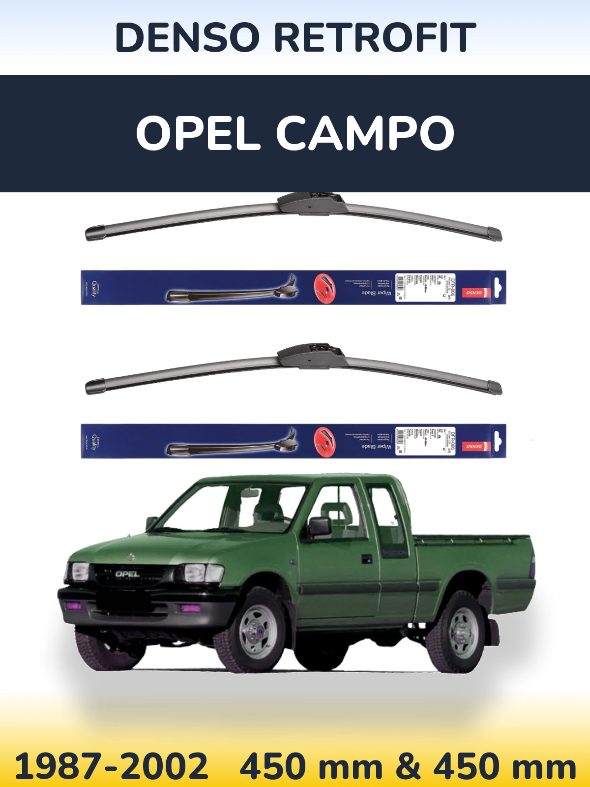 Комплект передніх щіток Denso Retrofit 450 & 450 мм для Opel Campo 1987-2002