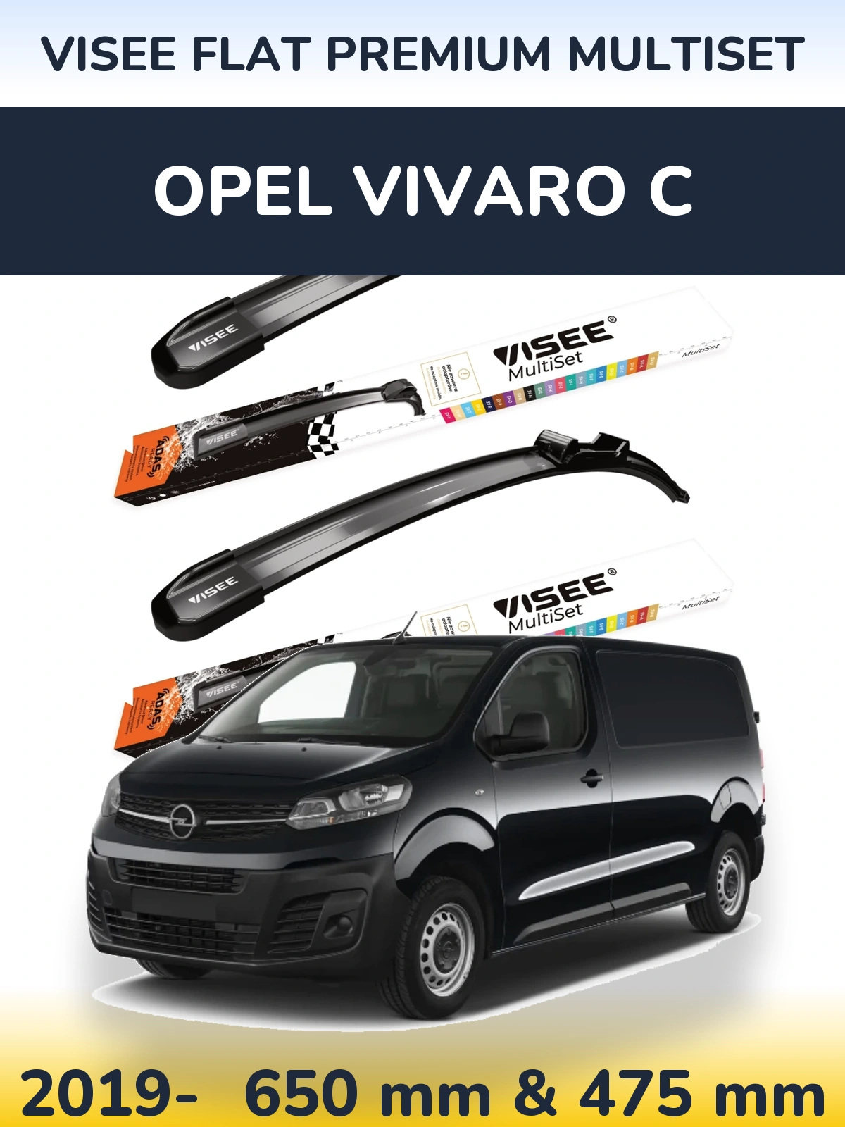 Torkarblad VISEE FLAT PREMIUM MultiSet för Opel Vivaro C