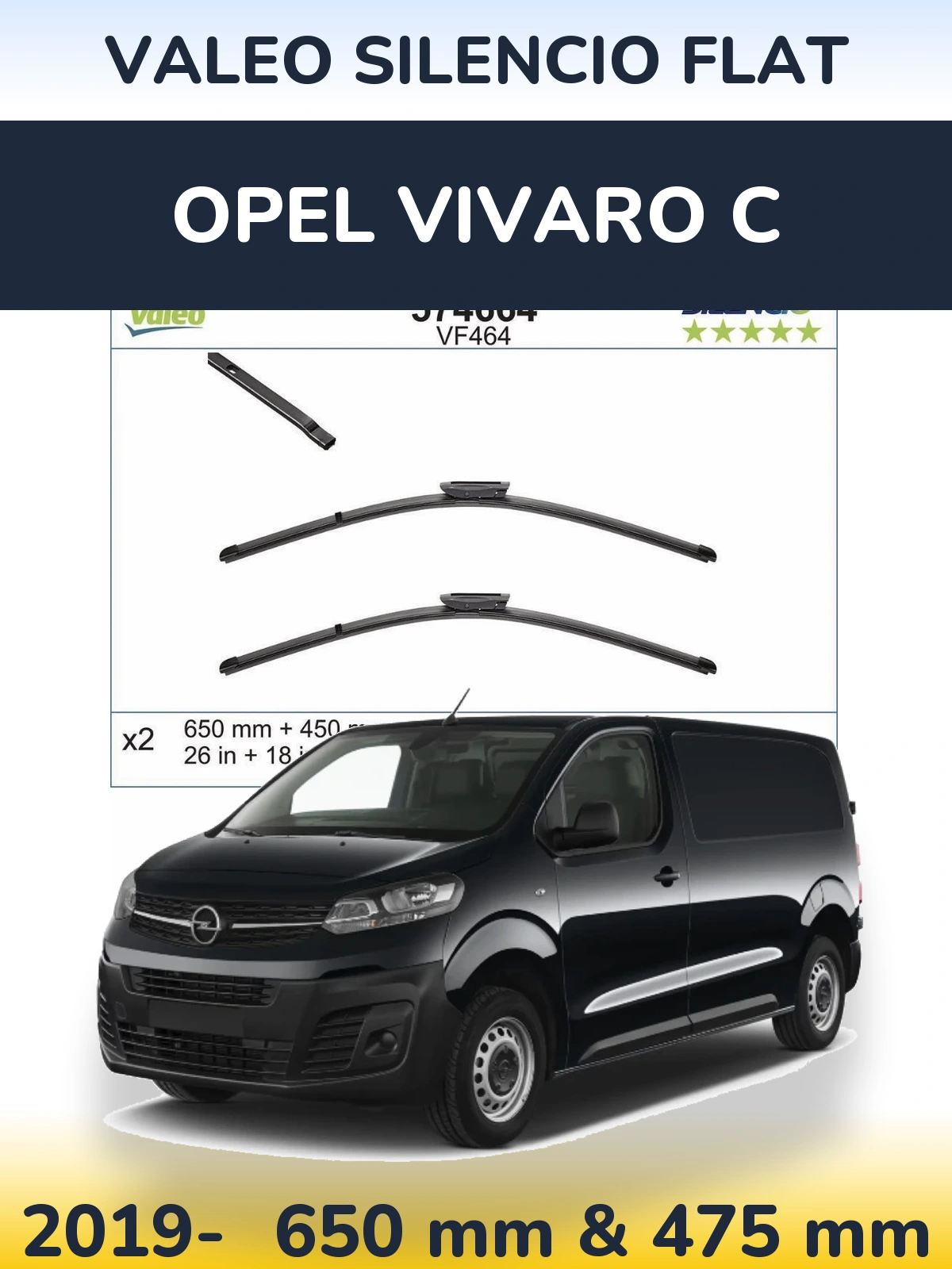 Torkarblad Valeo Silencio Flat för Opel Vivaro C