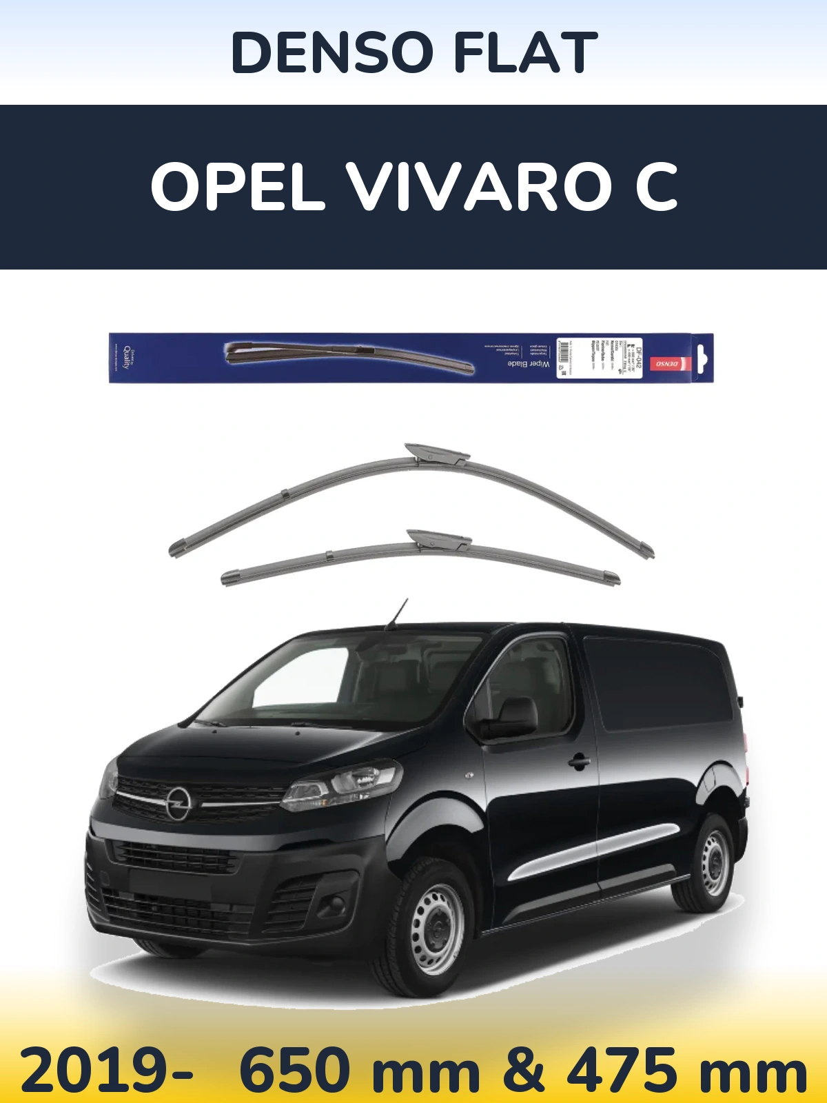 Комплект передніх щіток Denso Flat 650 & 450 мм для Opel Vivaro C 2019-2026