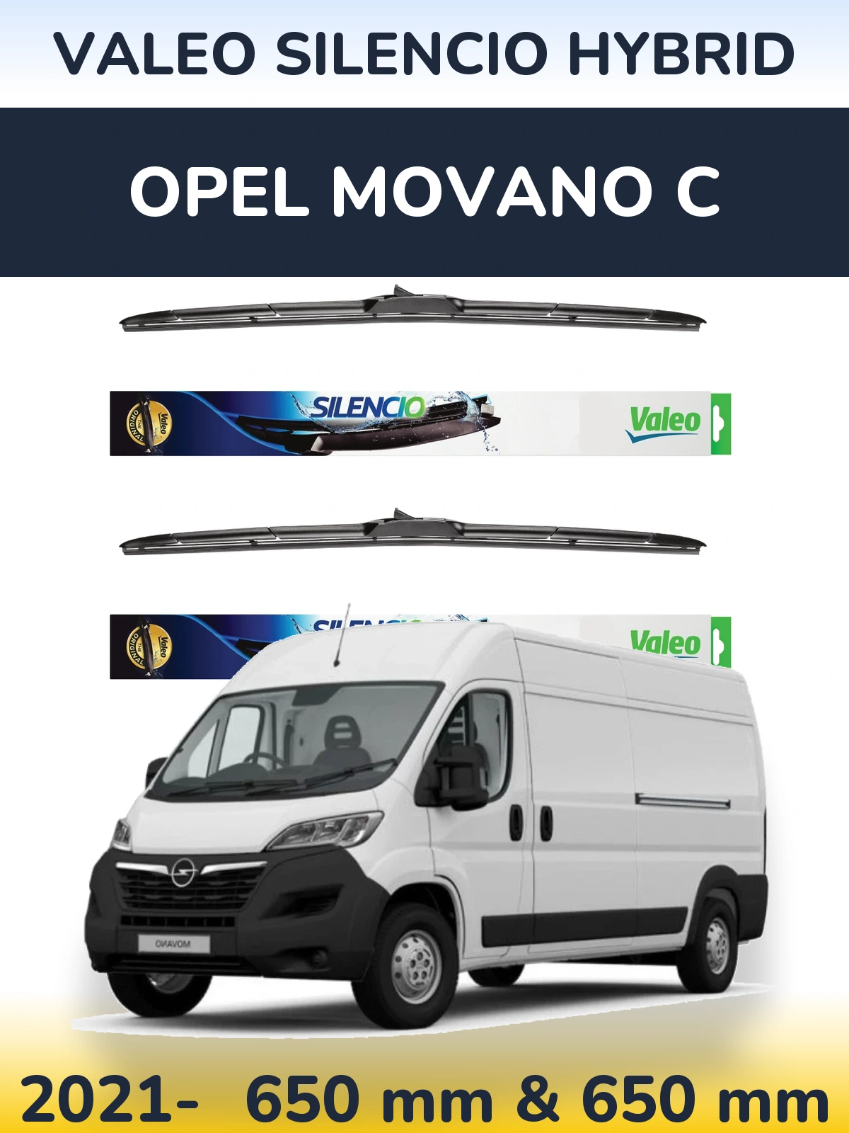 Torkarblad Valeo Silencio Hybrid för Opel Movano C