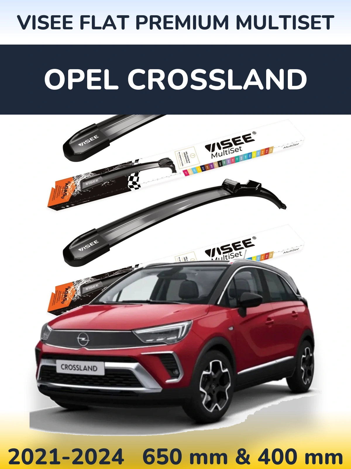 Torkarblad VISEE FLAT PREMIUM MultiSet för Opel Crossland