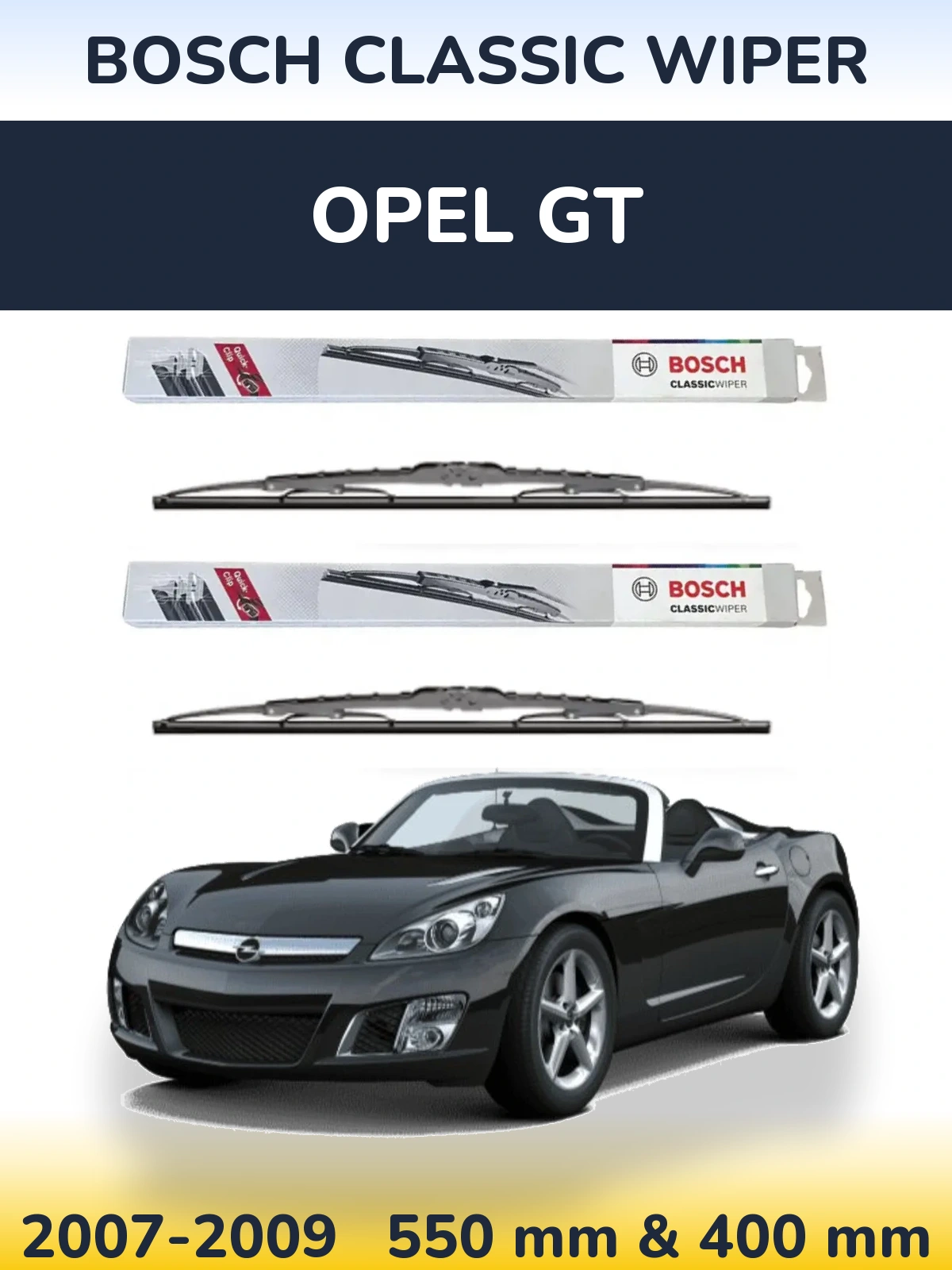 Комплект передних дворников BOSCH Classic Wiper 550 & 400 мм для Opel GT 2007-2009