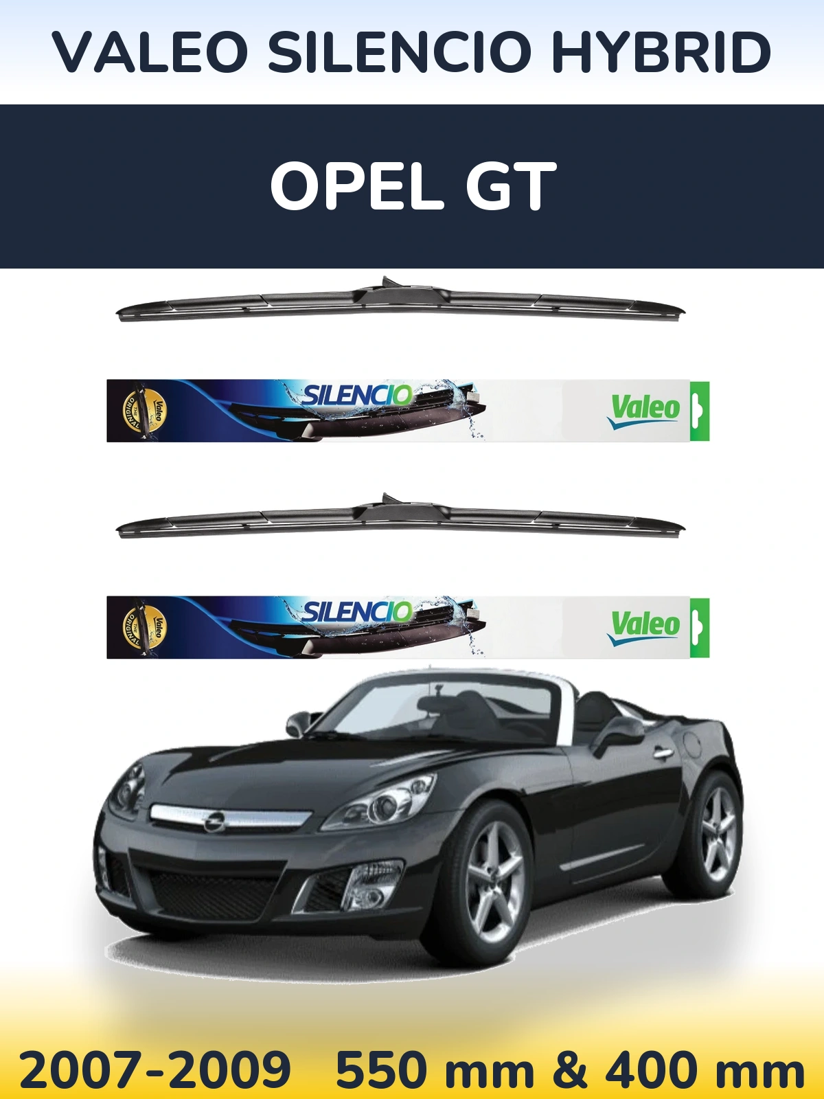 Комплект передних дворников Valeo Silencio Hybrid 550 & 400 мм для Opel GT 2007-2009