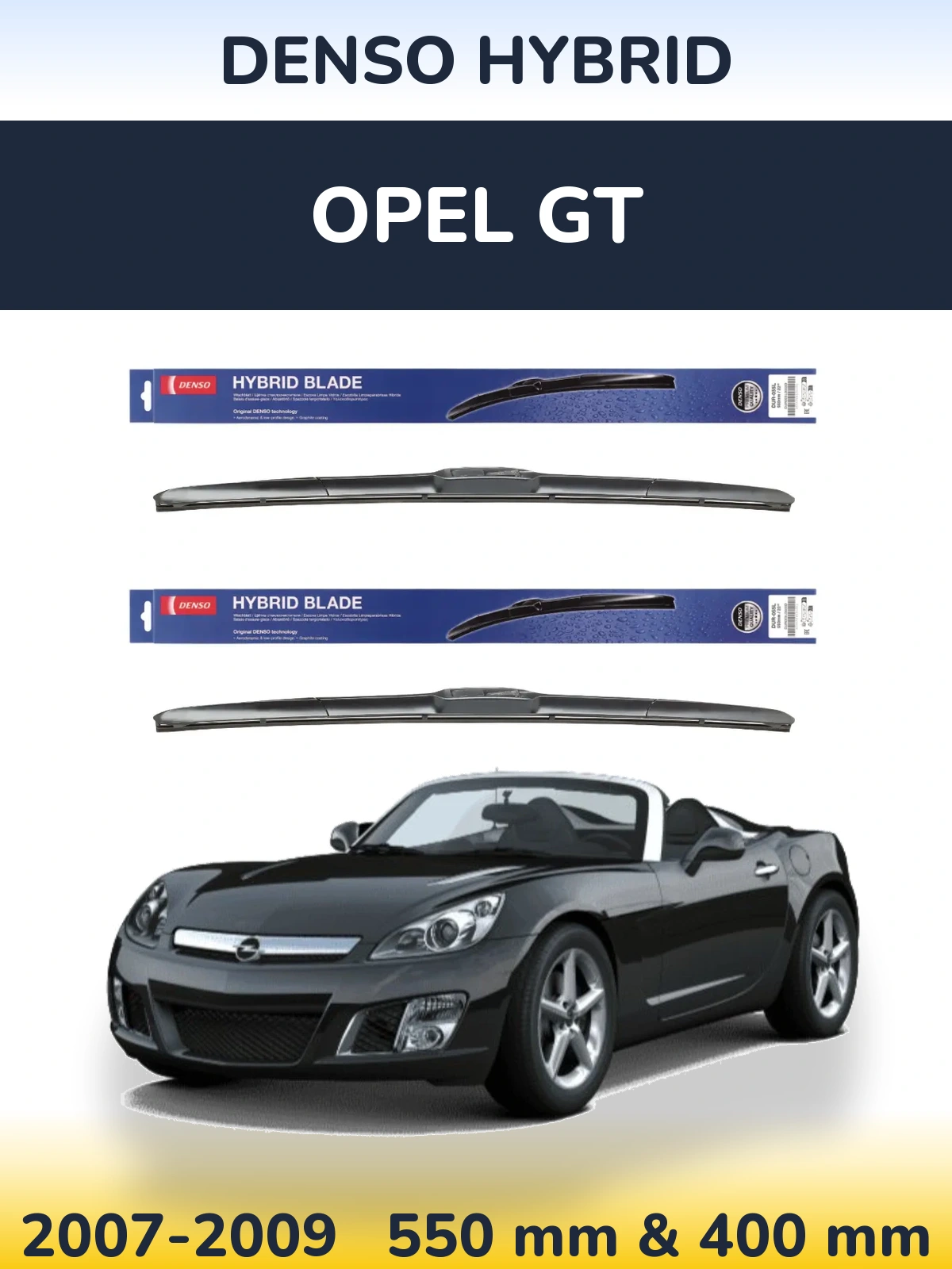 Комплект передних дворников Denso Hybrid 550 & 400 мм для Opel GT 2007-2009