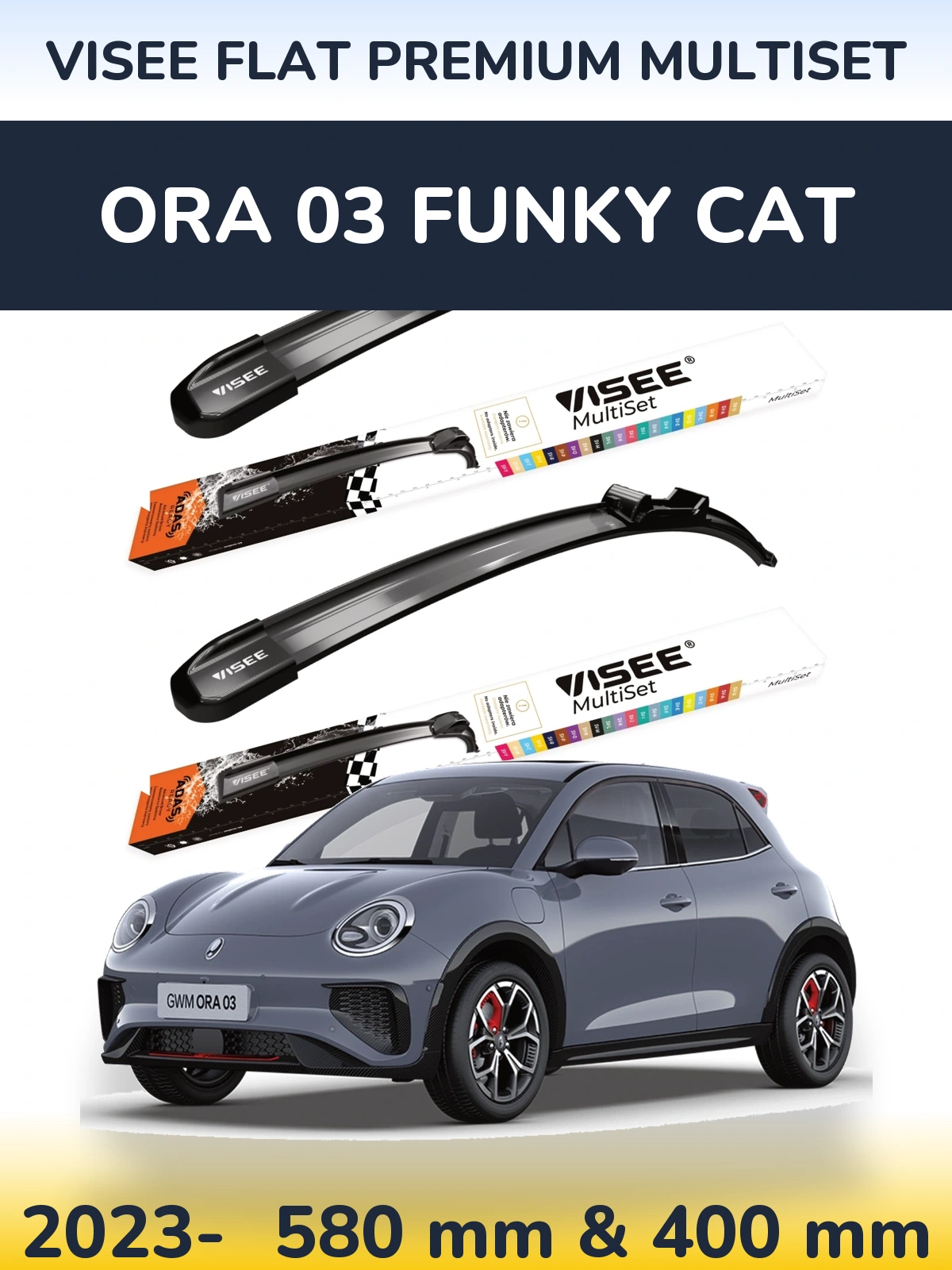 Torkarblad VISEE FLAT PREMIUM MultiSet för ORA 03 Funky Cat