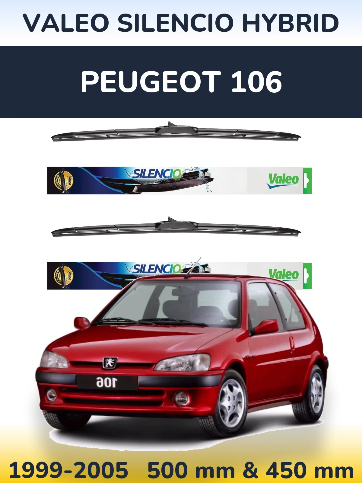 Torkarblad Valeo Silencio Hybrid för Peugeot 106