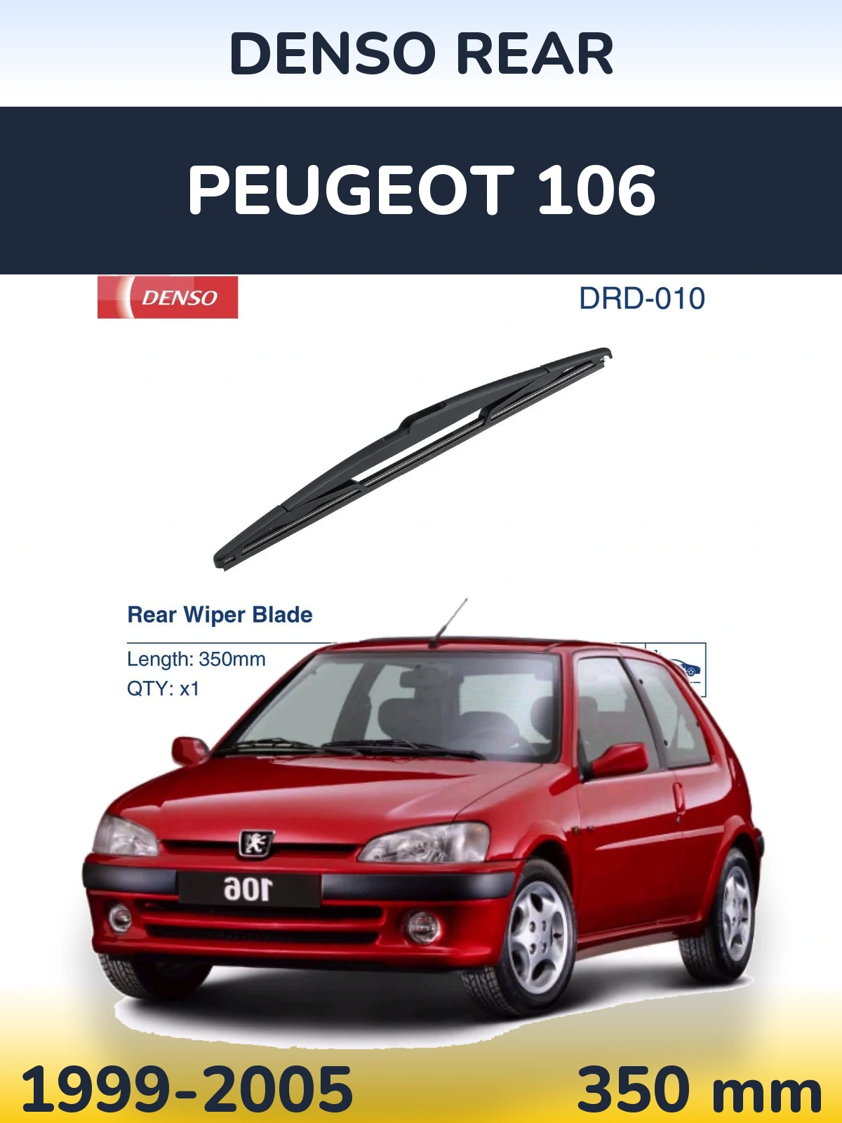 Torkarblad Denso Rear för Peugeot 106