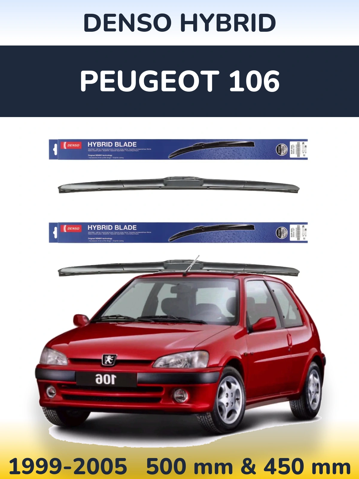 Torkarblad Denso Hybrid för Peugeot 106