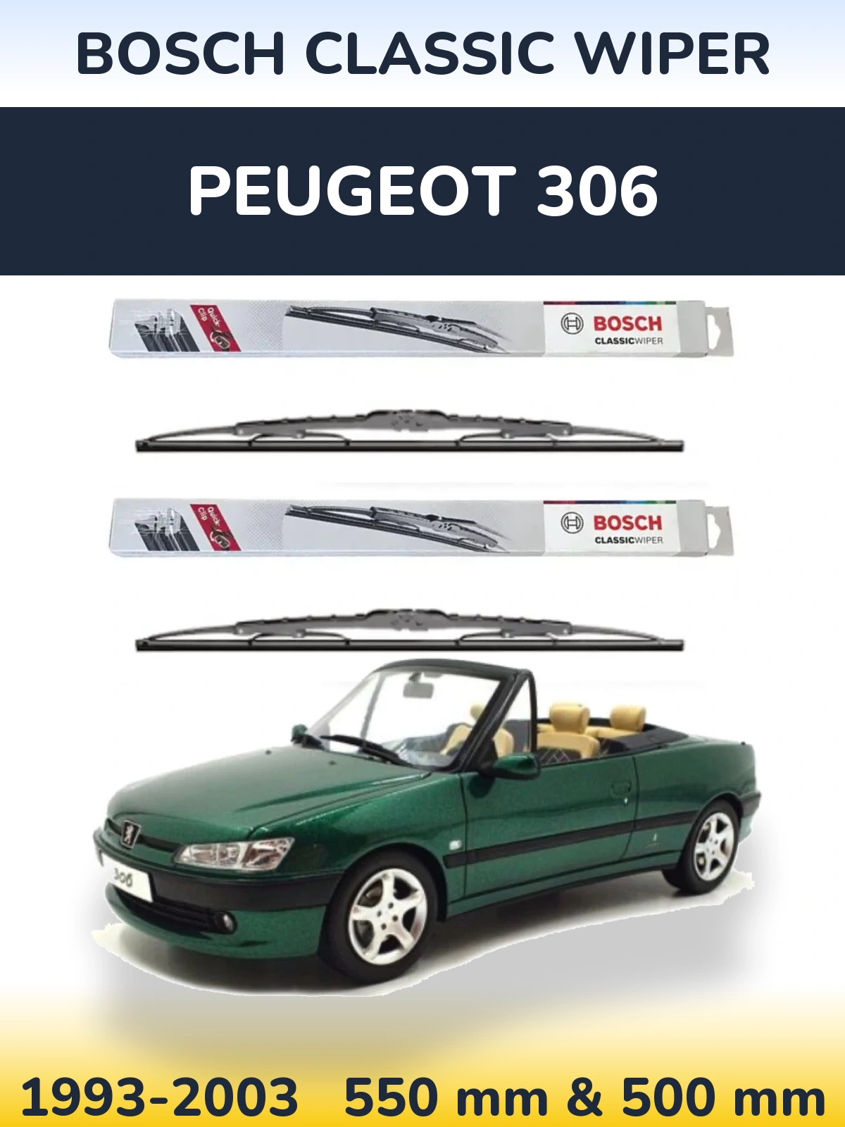 Torkarblad BOSCH Classic Wiper för Peugeot 306