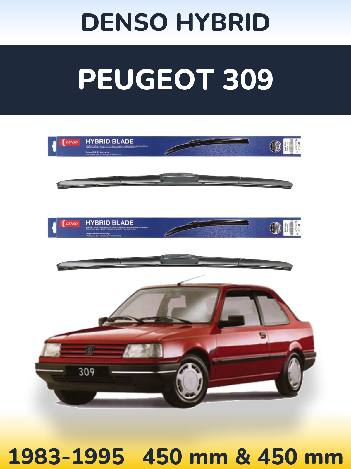 Torkarblad Denso Hybrid för Peugeot 309