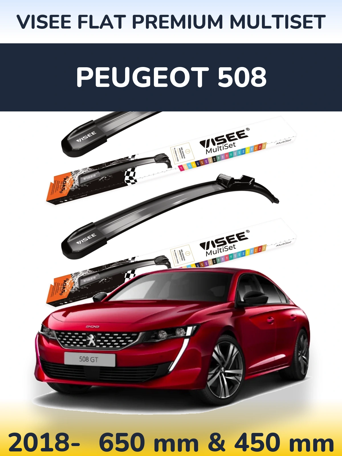 Torkarblad VISEE FLAT PREMIUM MultiSet för Peugeot 508