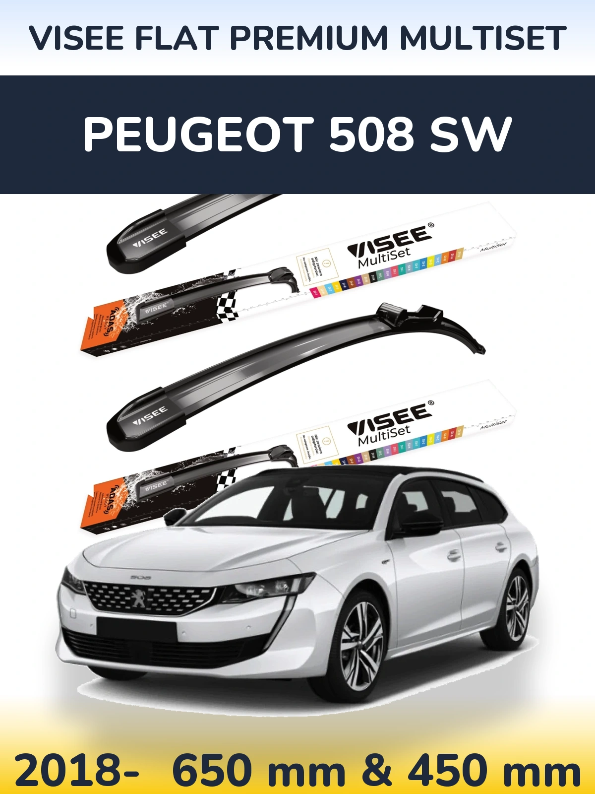 Torkarblad VISEE FLAT PREMIUM MultiSet för Peugeot 508 SW