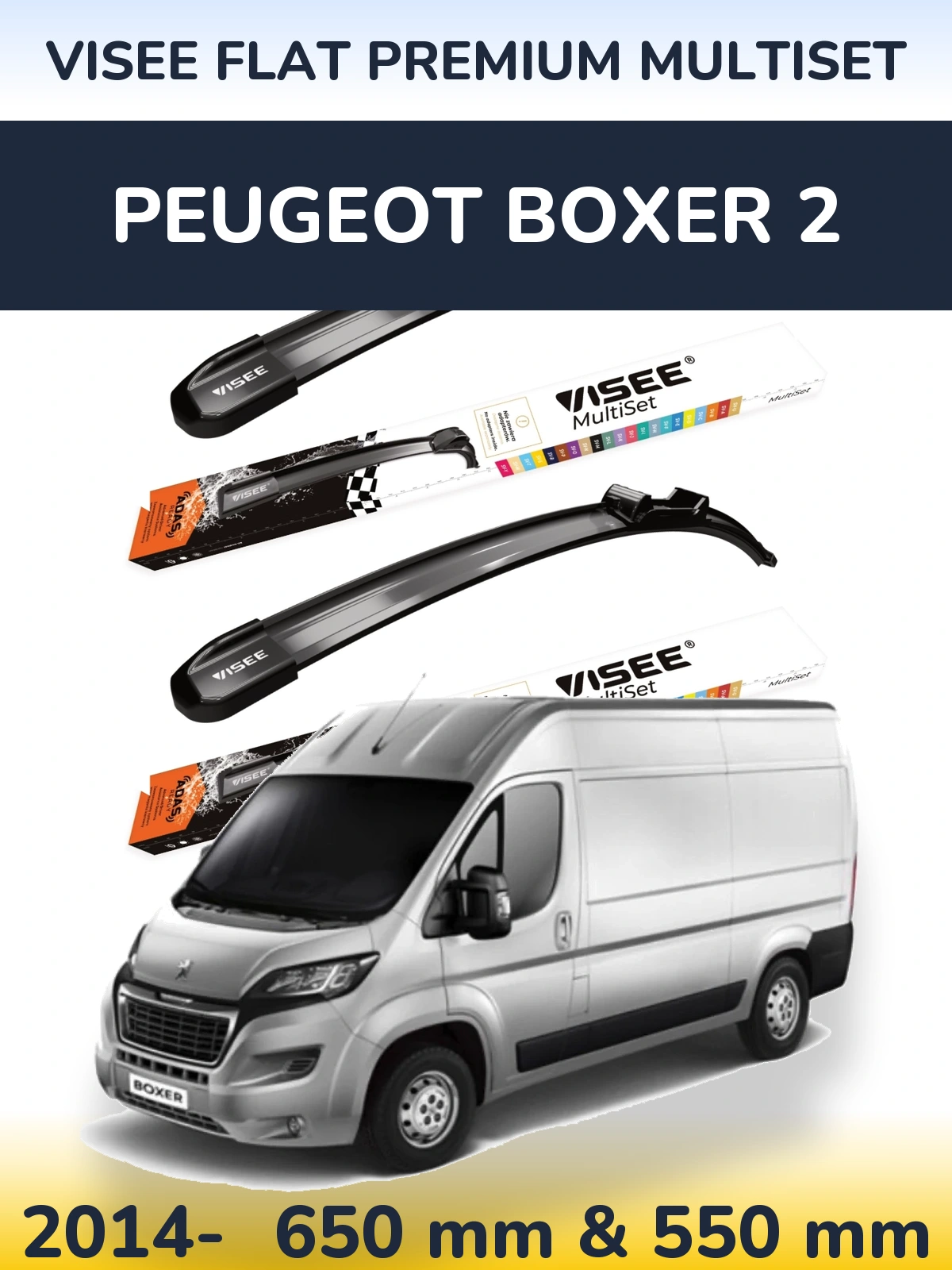 Torkarblad VISEE FLAT PREMIUM MultiSet för Peugeot Boxer 2