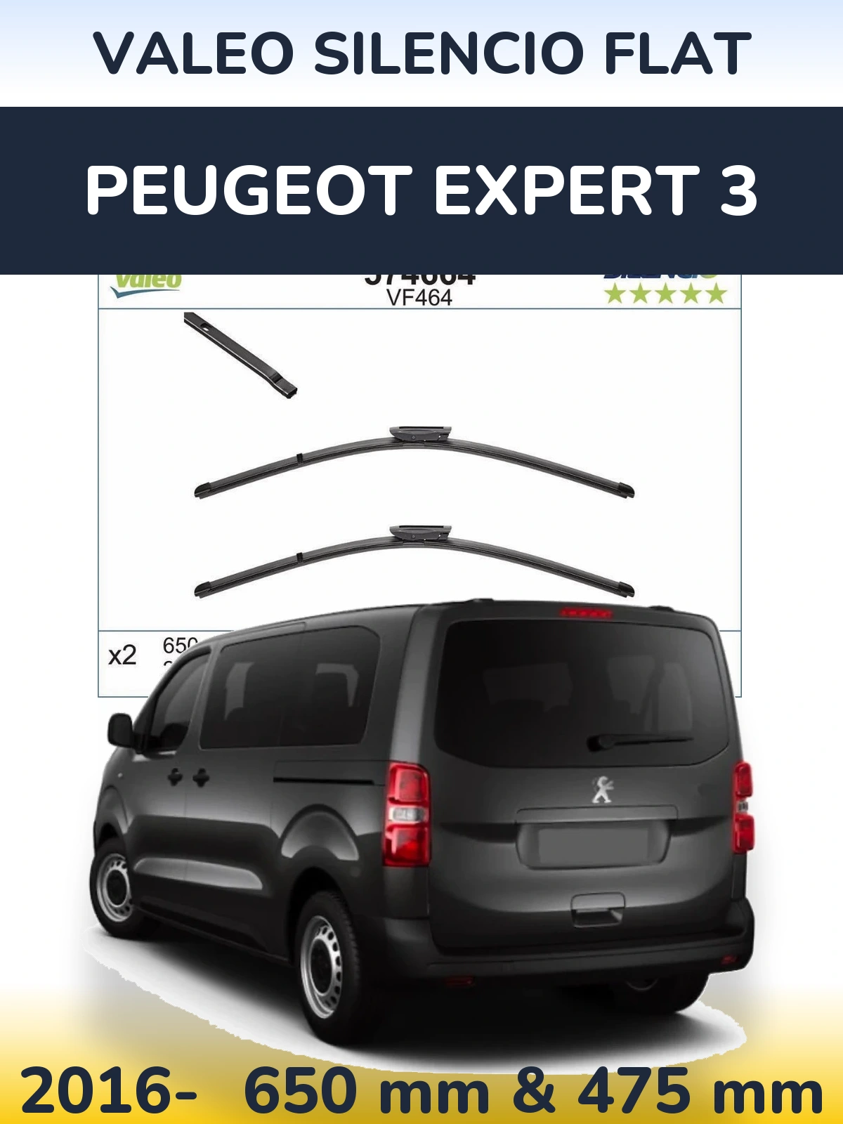Torkarblad Valeo Silencio Flat för Peugeot Expert 3