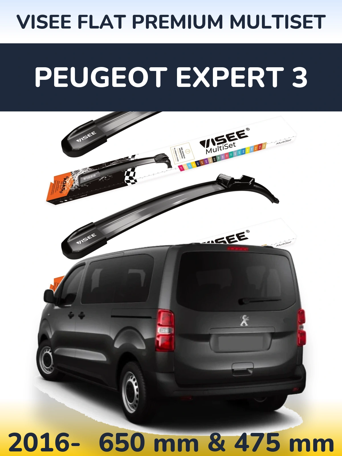 Torkarblad VISEE FLAT PREMIUM MultiSet för Peugeot Expert 3