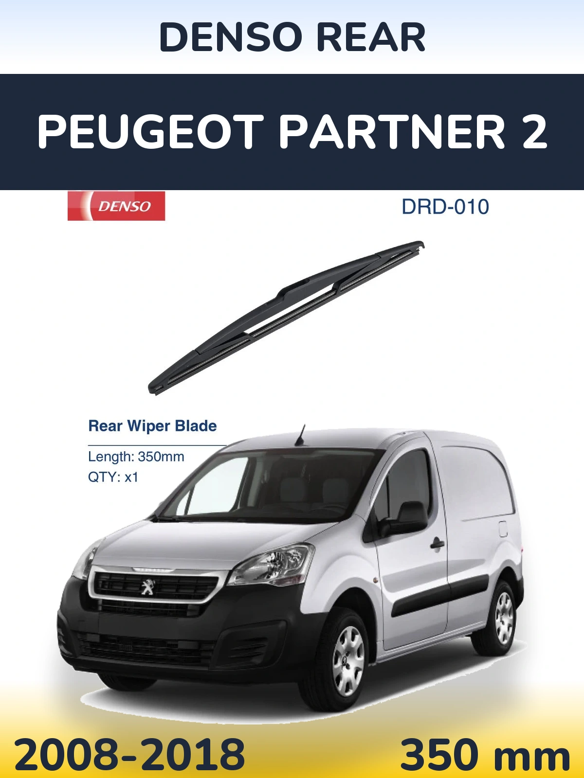Rear wiper blade Denso Rear 350 mm for Peugeot Partner 2 2008-2018