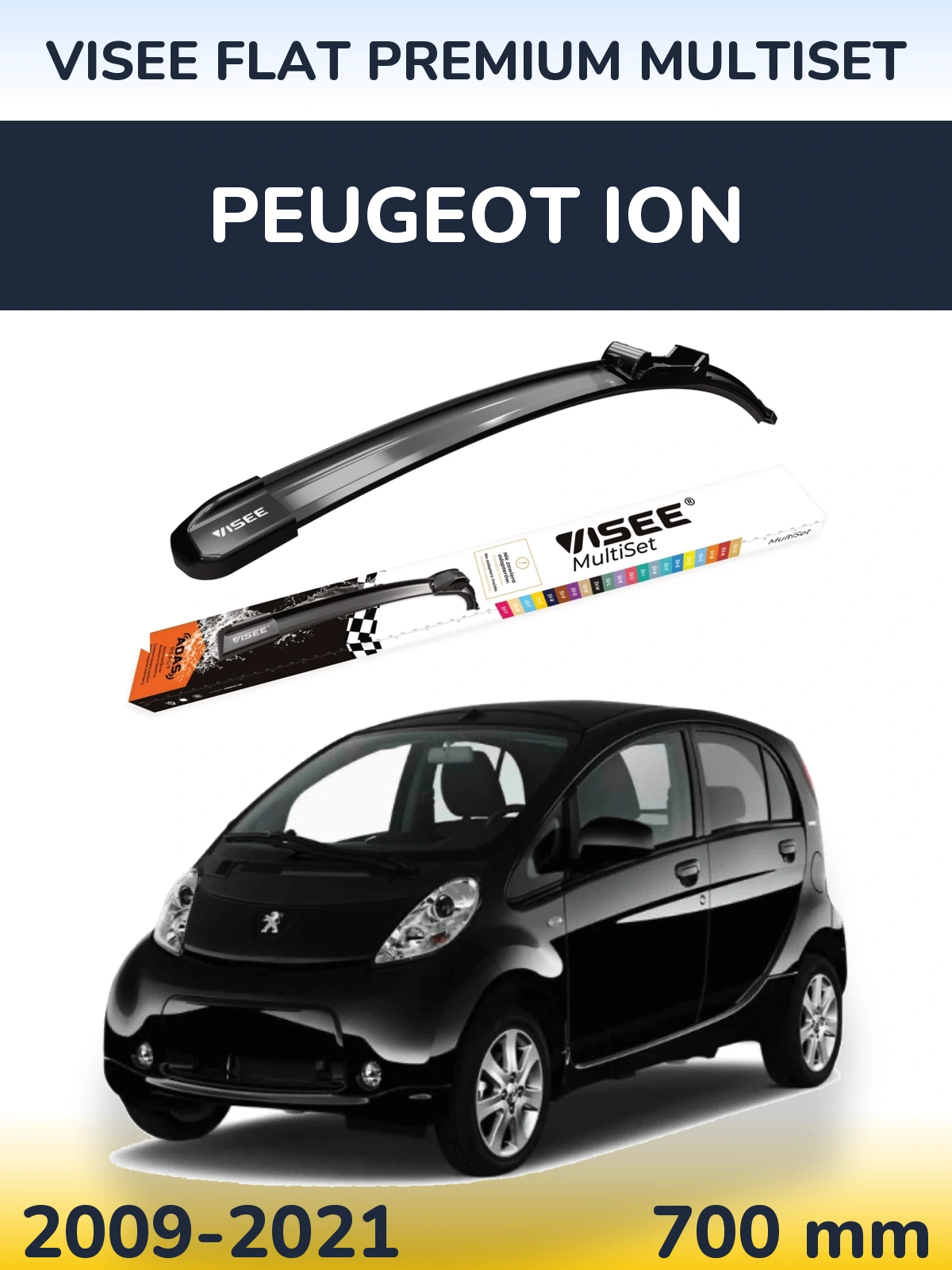 Torkarblad VISEE FLAT PREMIUM MultiSet för Peugeot iOn