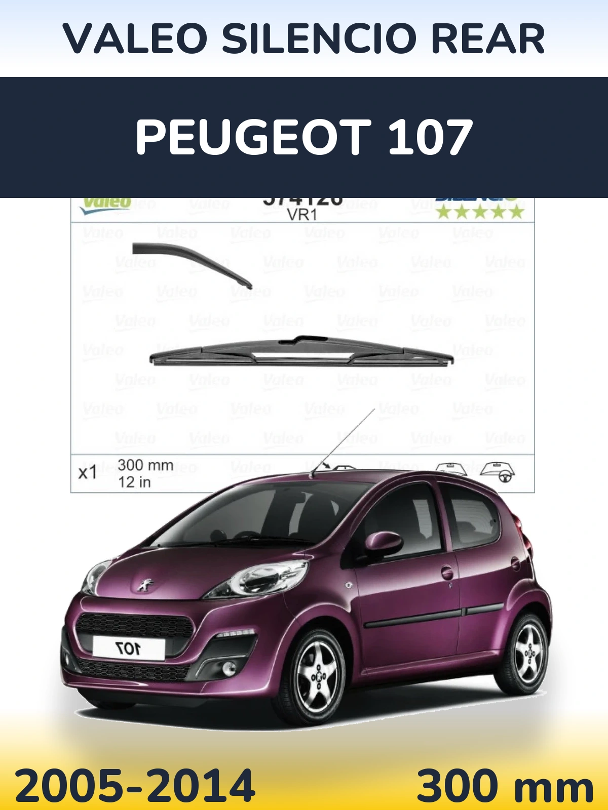 Torkarblad Valeo Silencio Rear för Peugeot 107