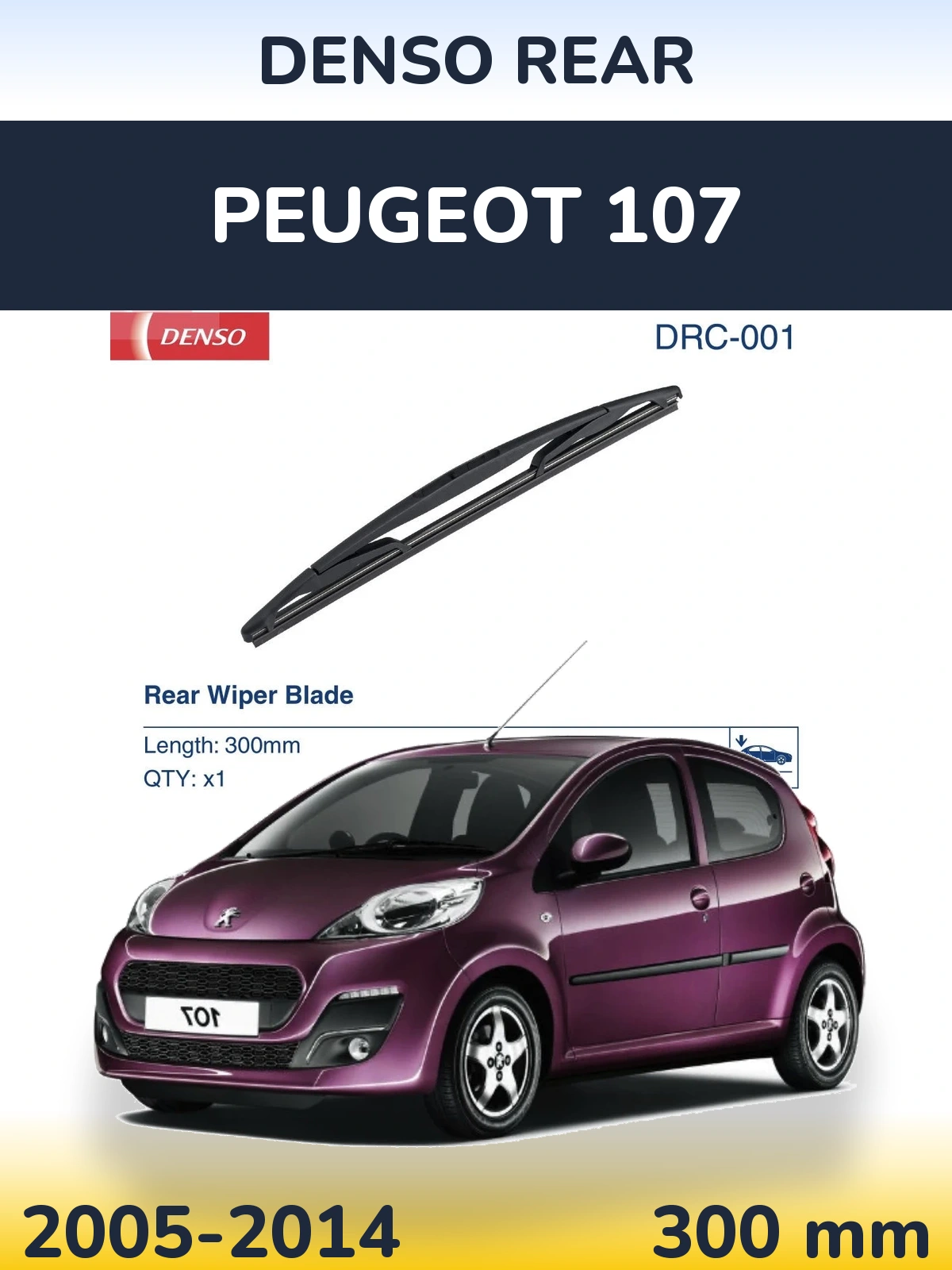 Torkarblad Denso Rear för Peugeot 107