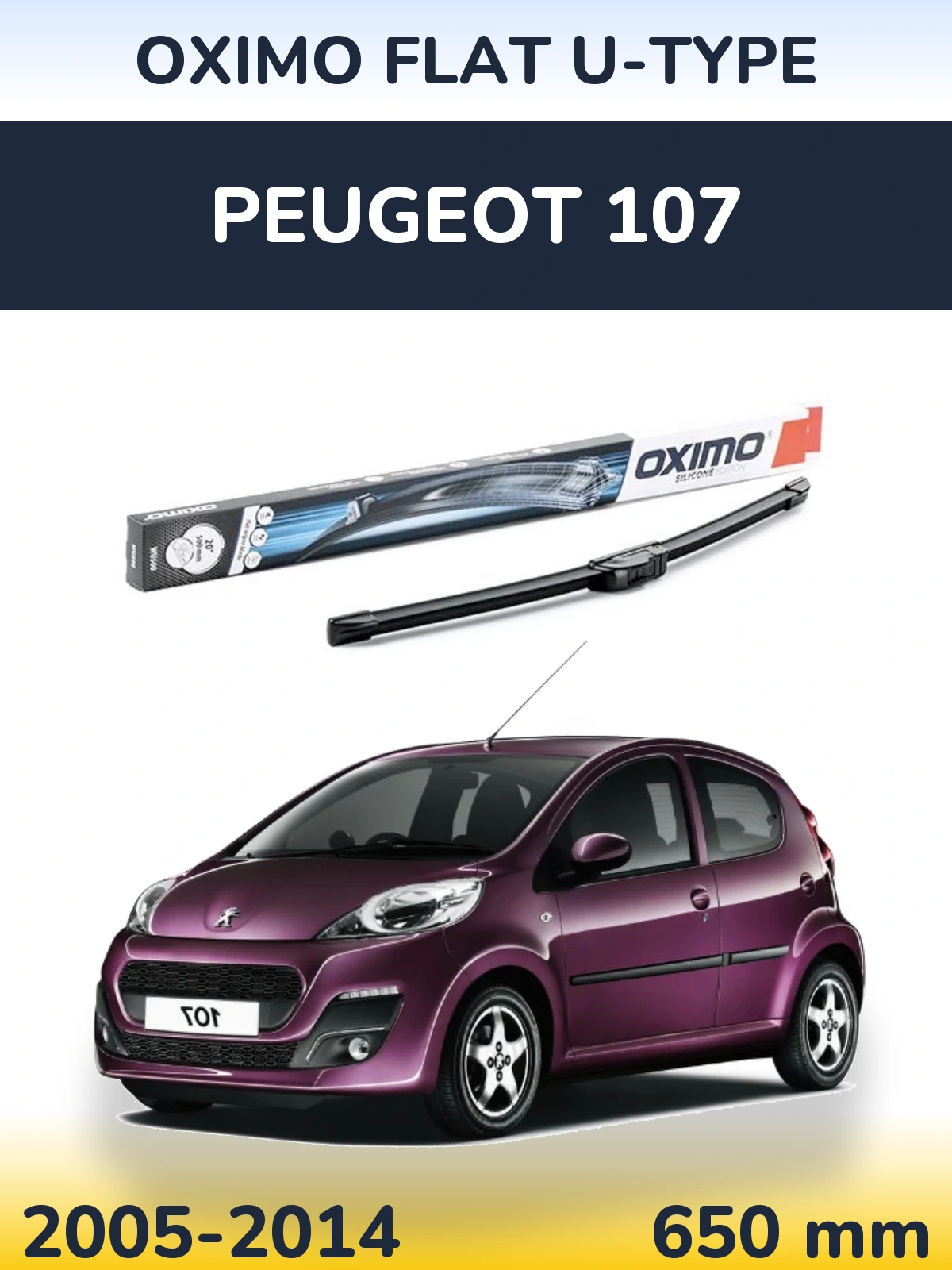 Torkarblad Oximo Flat U-type för Peugeot 107