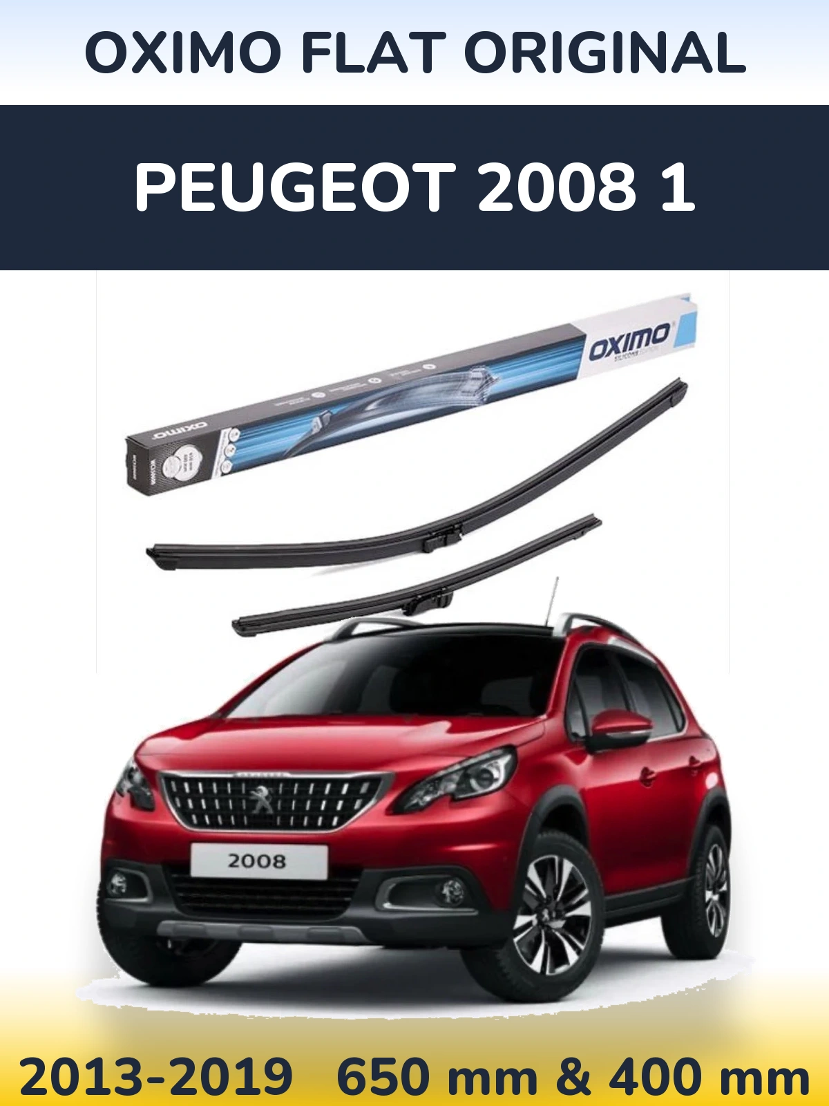 Комплект передних дворников Oximo Flat Original 650 & 400 мм для Peugeot 2008 1 2013-2019