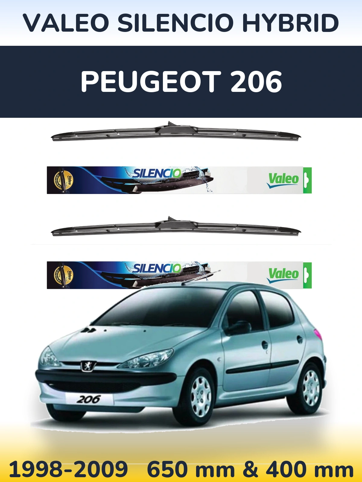 Torkarblad Valeo Silencio Hybrid för Peugeot 206