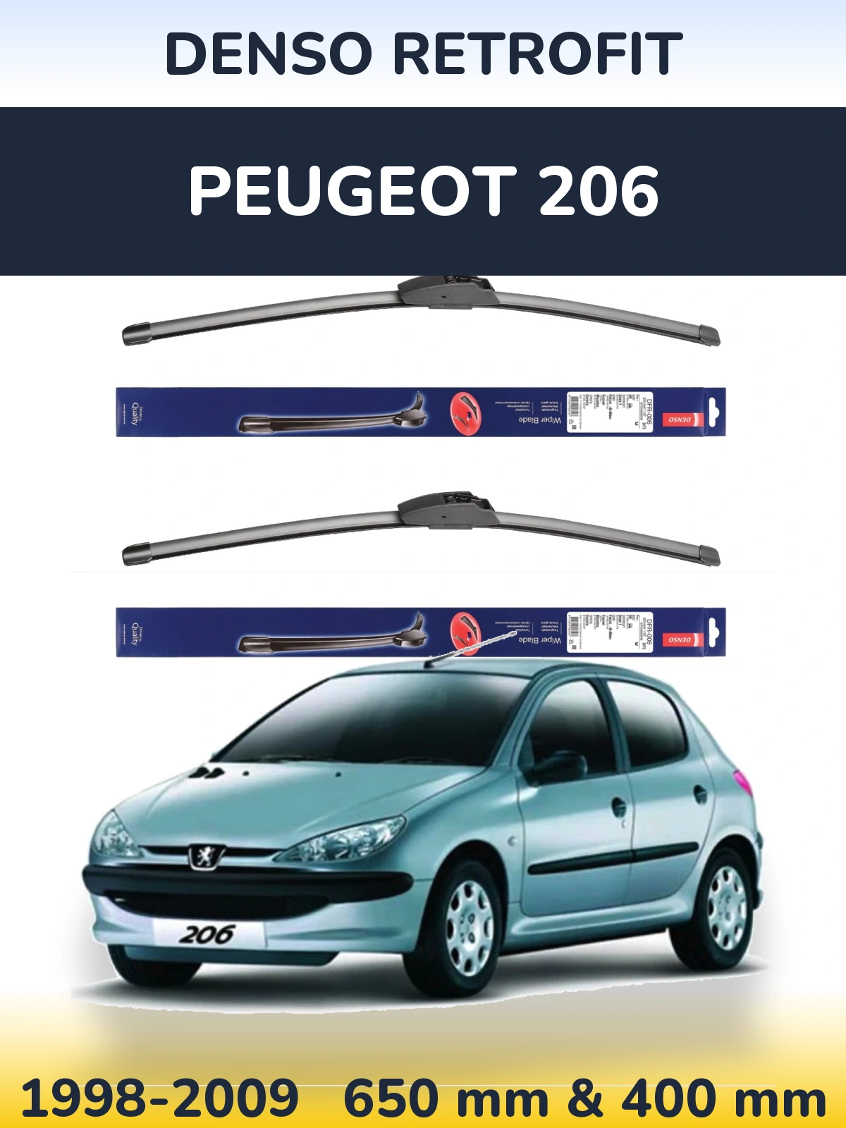 Torkarblad Denso Retrofit för Peugeot 206