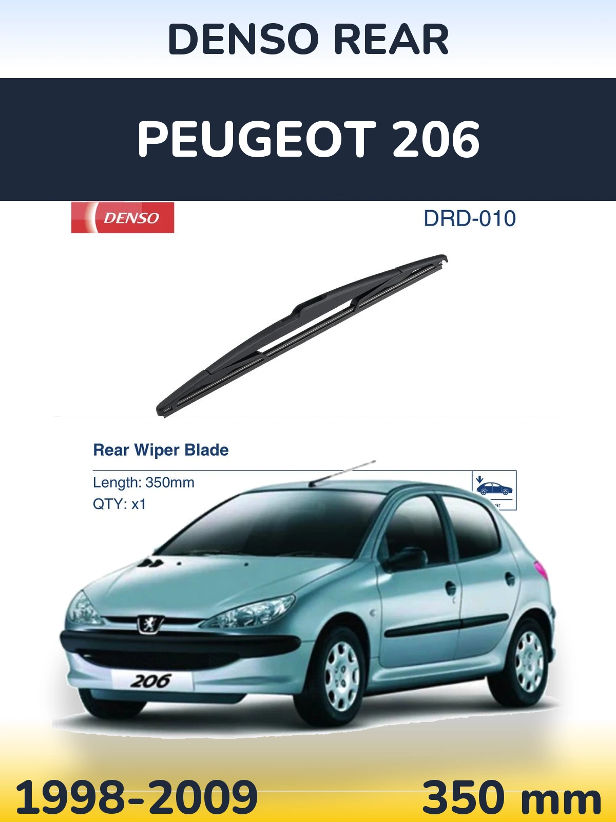 Torkarblad Denso Rear för Peugeot 206
