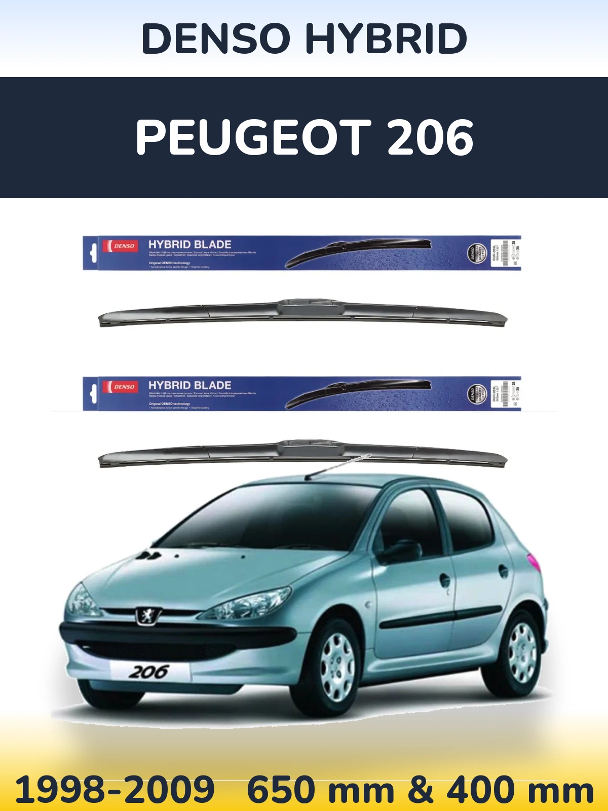 Torkarblad Denso Hybrid för Peugeot 206