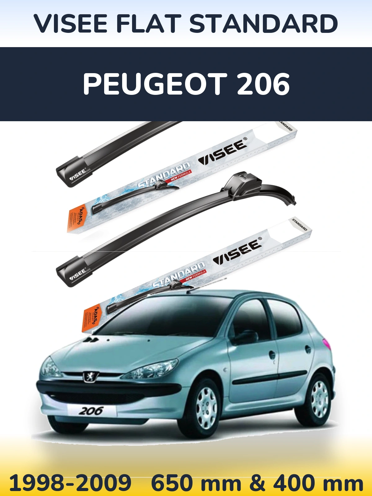 Torkarblad VISEE FLAT STANDARD för Peugeot 206