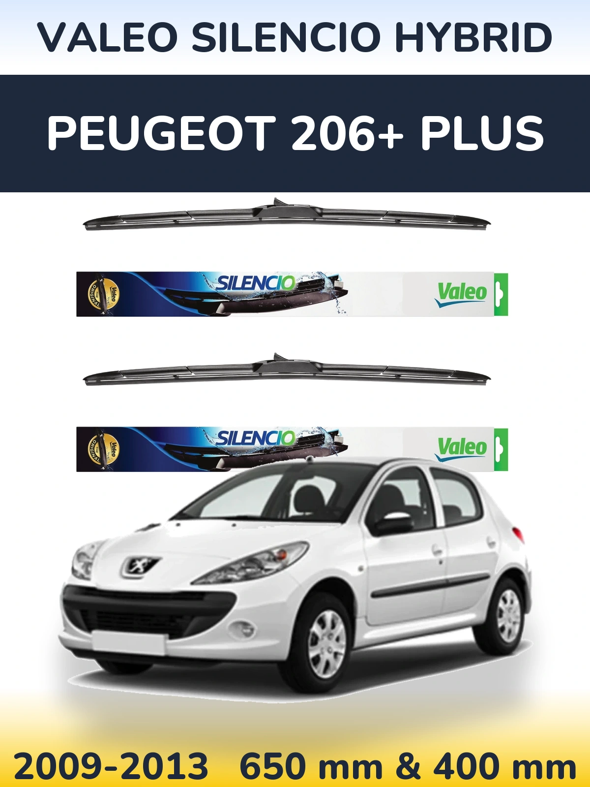 Torkarblad Valeo Silencio Hybrid för Peugeot 206+ Plus