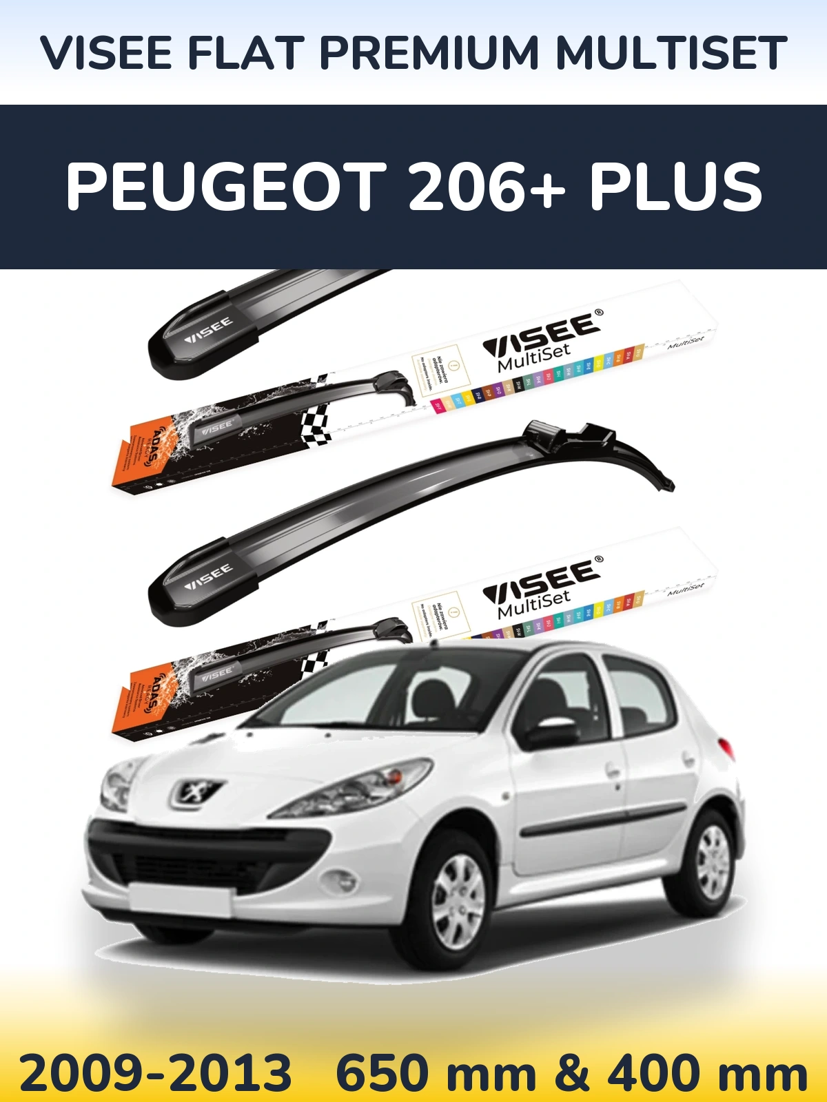Torkarblad VISEE FLAT PREMIUM MultiSet för Peugeot 206+ Plus
