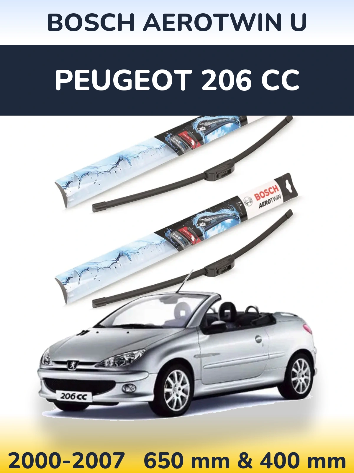 Torkarblad BOSCH AeroTwin U för Peugeot 206 CC