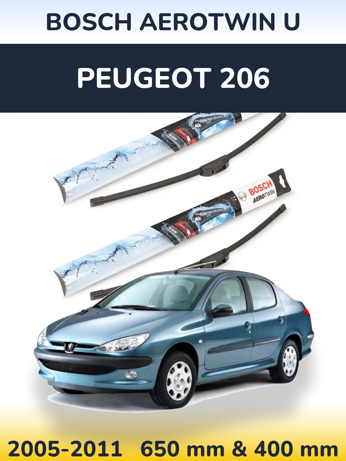 Torkarblad BOSCH AeroTwin U för Peugeot 206