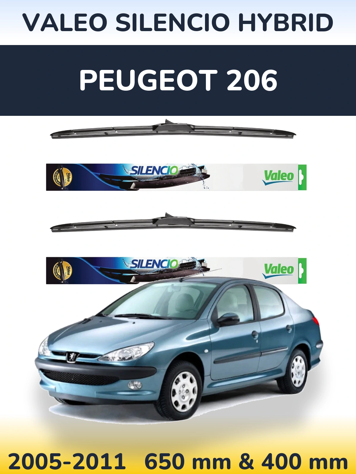 Torkarblad Valeo Silencio Hybrid för Peugeot 206