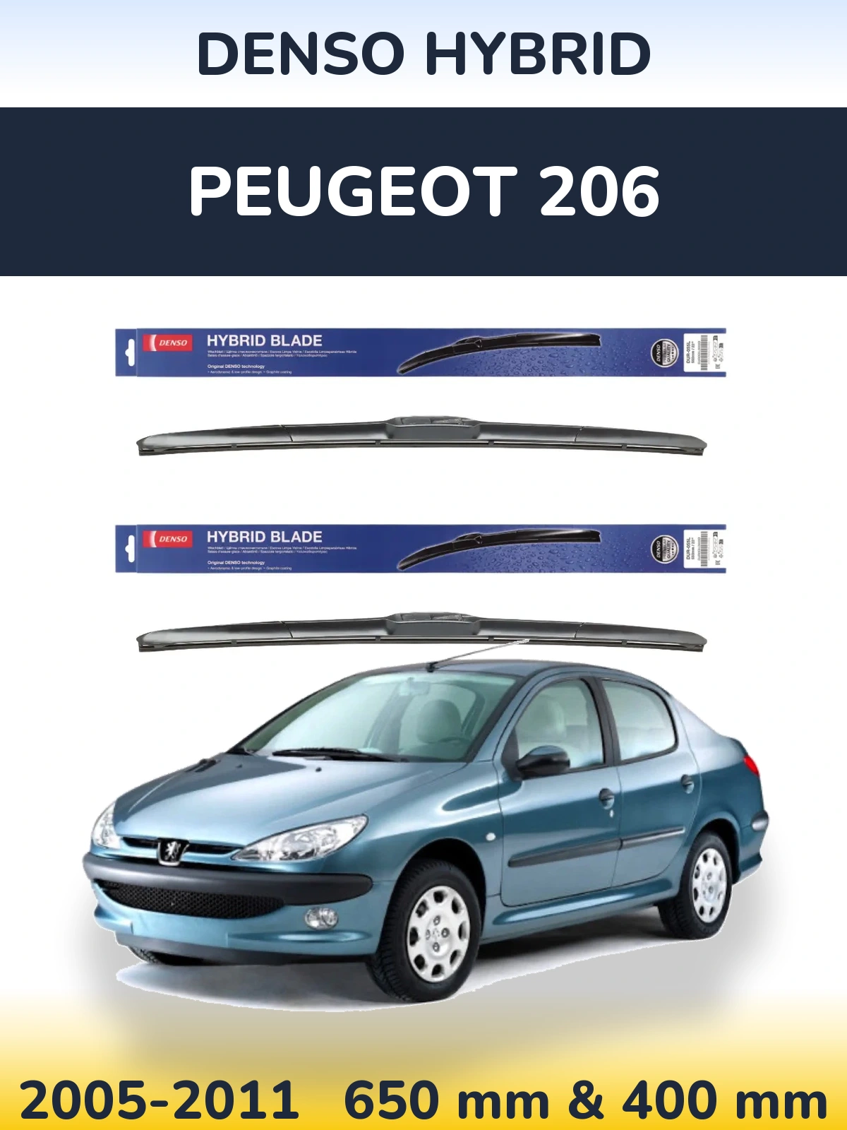Torkarblad Denso Hybrid för Peugeot 206
