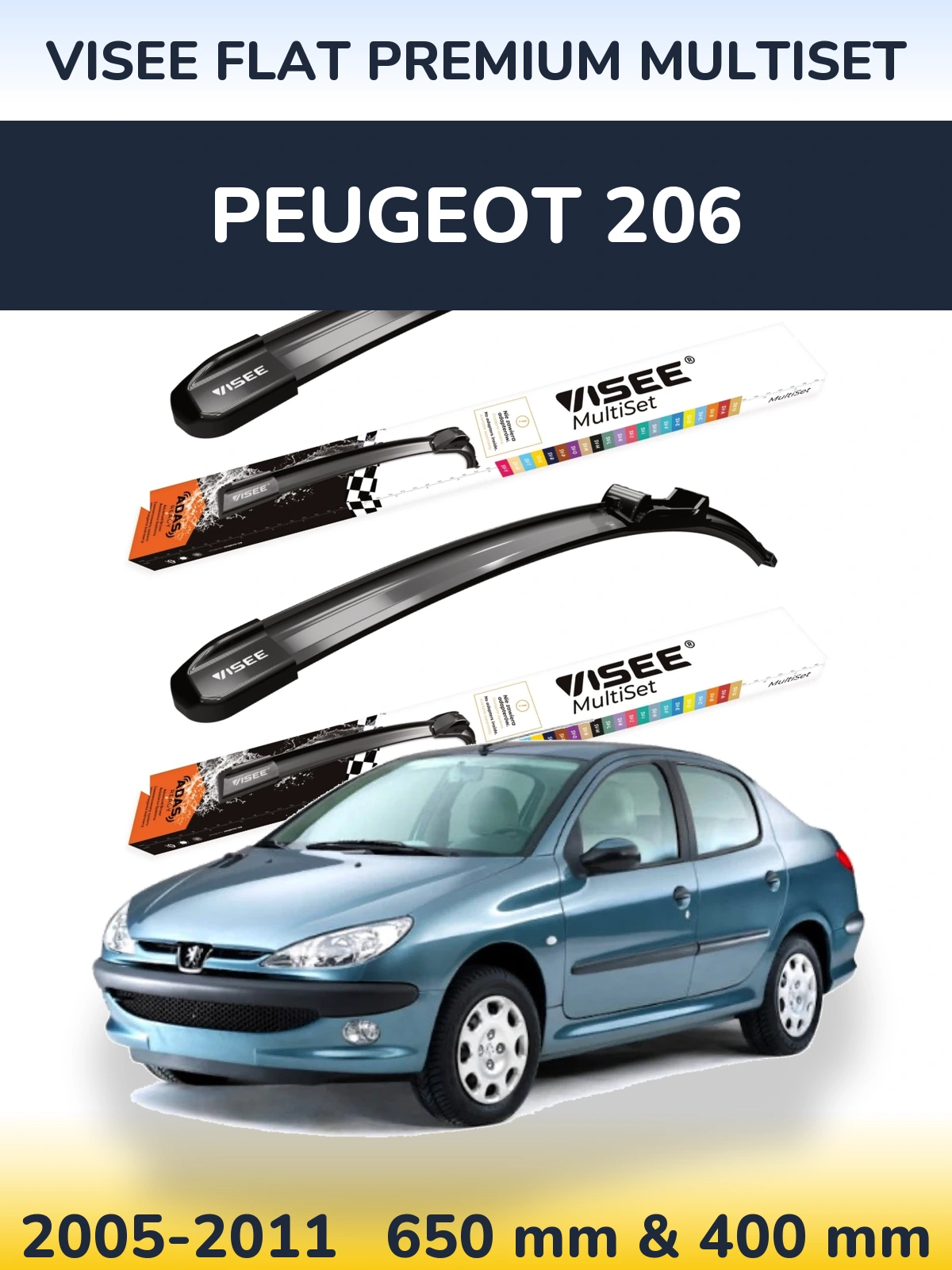Torkarblad VISEE FLAT PREMIUM MultiSet för Peugeot 206