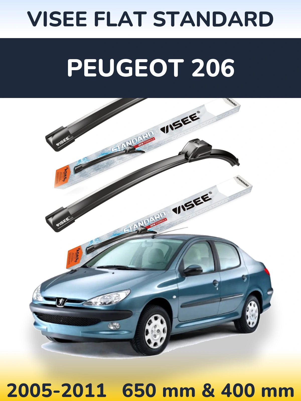 Torkarblad VISEE FLAT STANDARD för Peugeot 206