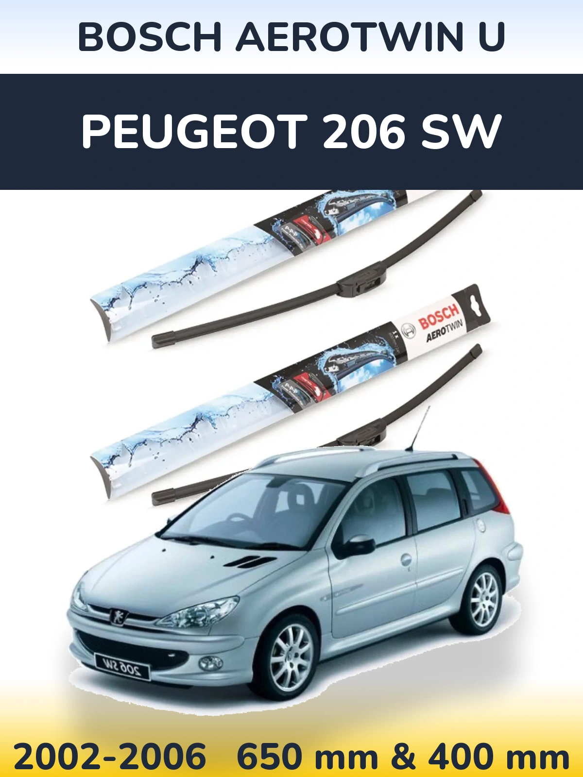 Torkarblad BOSCH AeroTwin U för Peugeot 206 SW