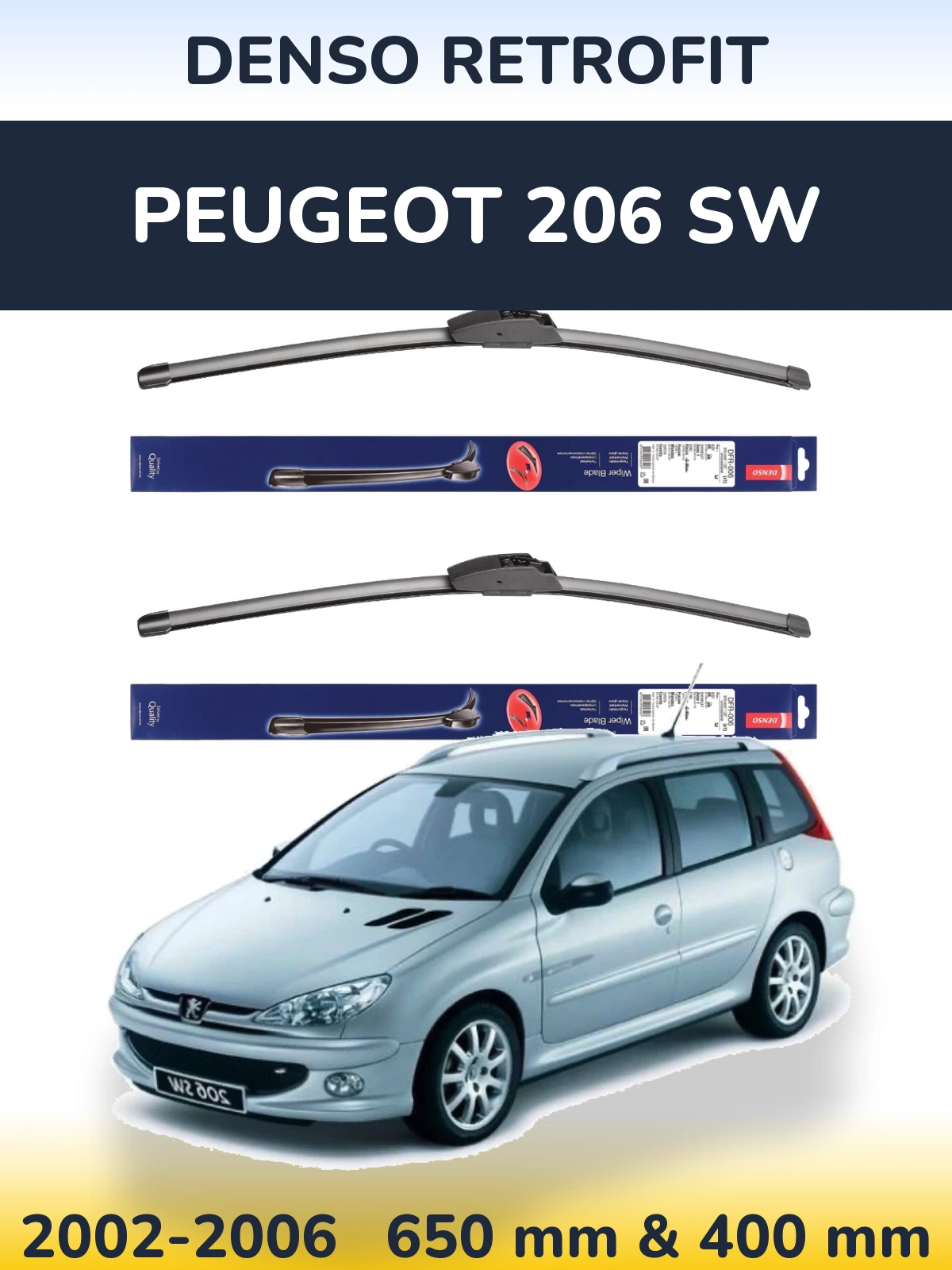 Torkarblad Denso Retrofit för Peugeot 206 SW