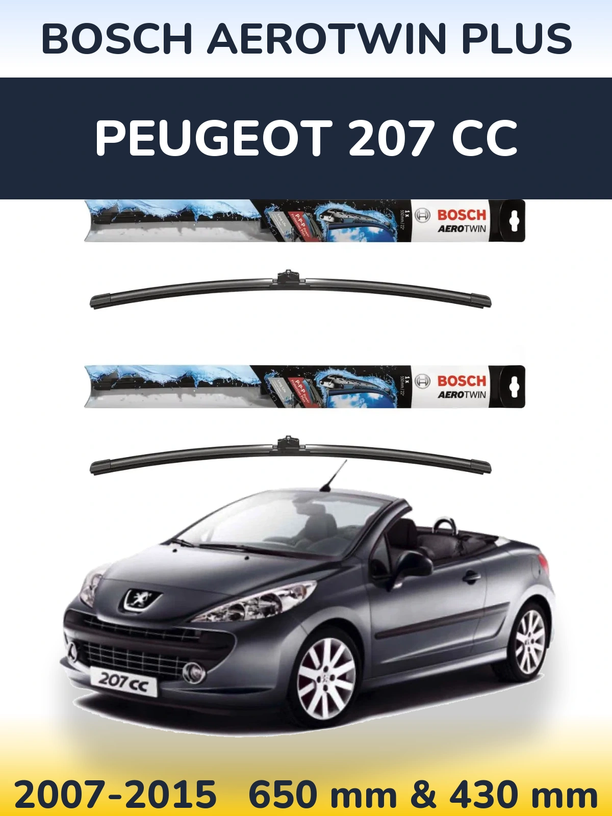 Torkarblad BOSCH AeroTwin Plus för Peugeot 207 CC