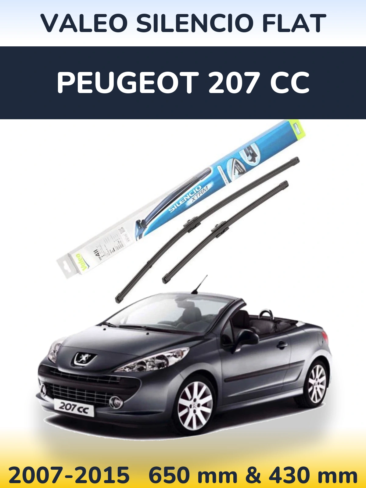Torkarblad Valeo Silencio Flat för Peugeot 207 CC